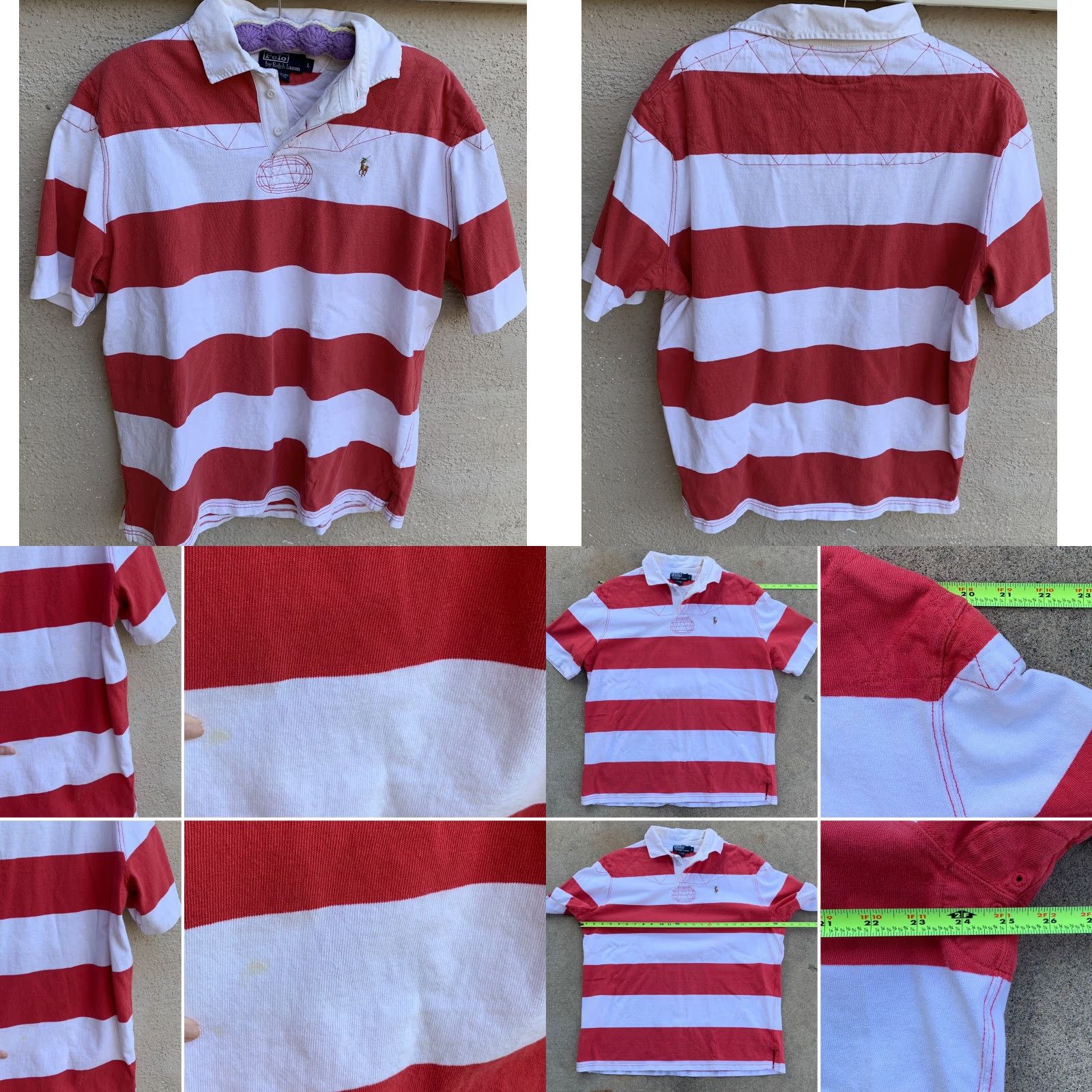 Vintage **Polo by Ralph Lauren L Size Bold Striped Short Sleeve Rugby Shirt** User: **Ralph Lauren L Size Bold Striped Short Sleeve Rugby Polo** Size US L / EU 52-54 / 3 - 8 Thumbnail