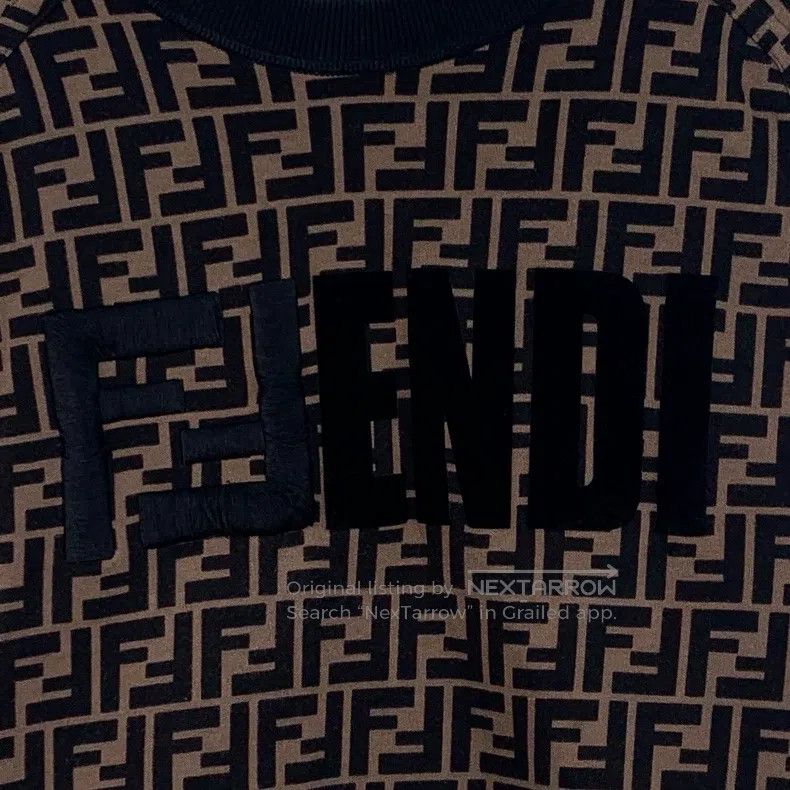 Fendi Fendi Black and Brown Logo Letter Embroidered Cotton Crewn Size S / US 4 / IT 40 - 4 Thumbnail