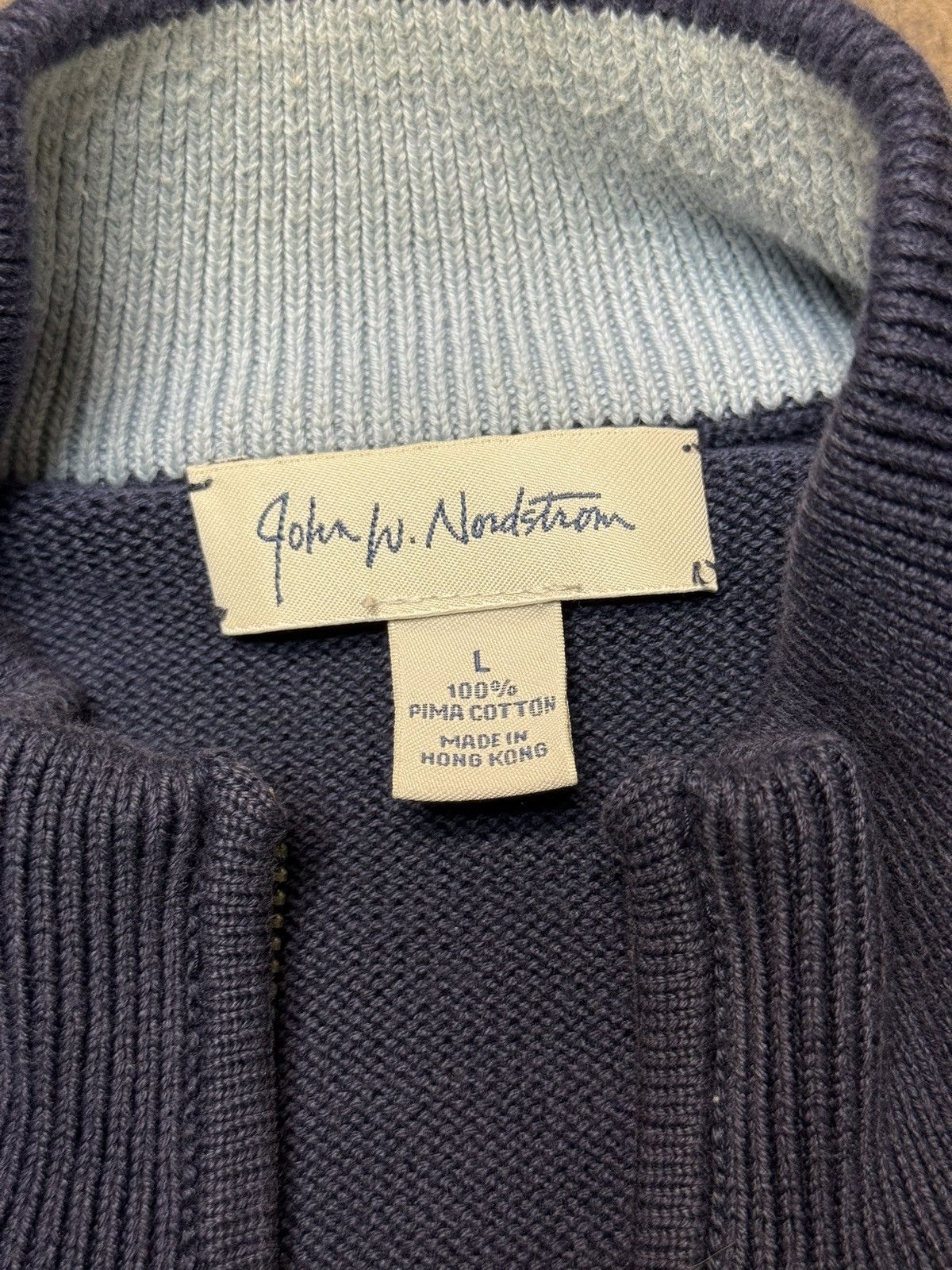 Nordstrom John W. Nordstrom Pima Cotton Half Zip Knit Sweater Size US L / EU 52-54 / 3 - 4 Thumbnail