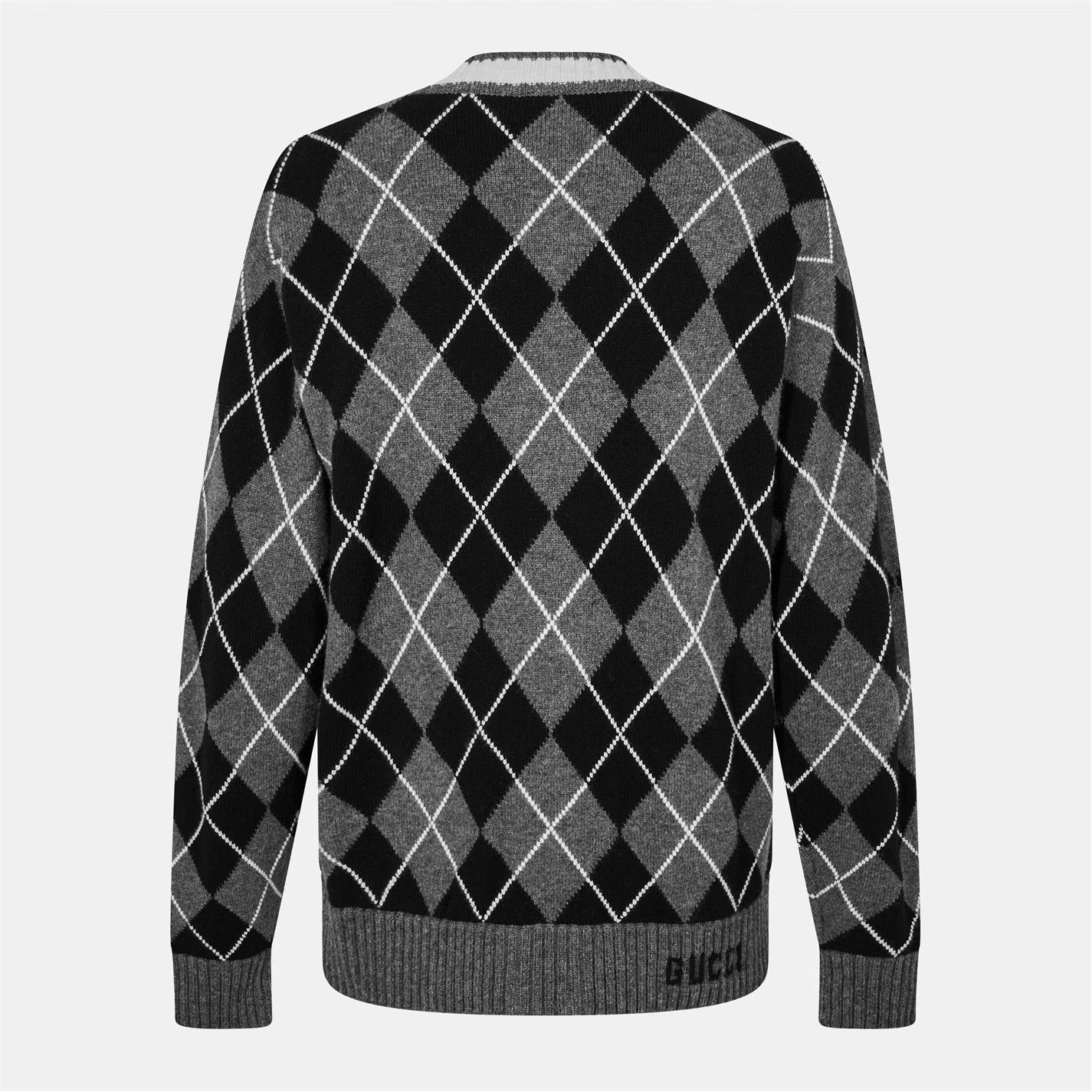 Gucci o1g2r1mq0426 Argyle Cardigan in Grey/Black Size US M / EU 48-50 / 2 - 2 Thumbnail