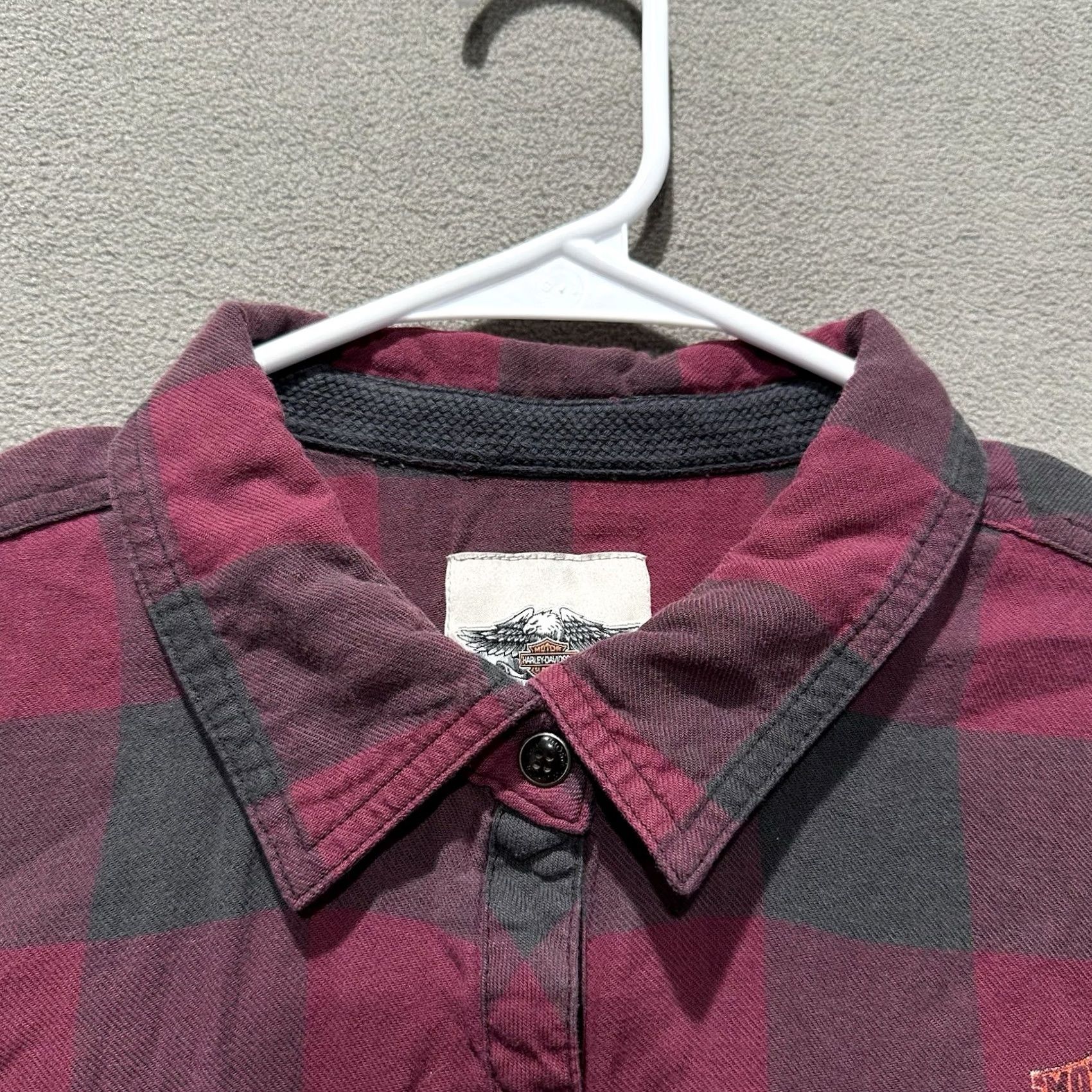 Harley Davidson Harley-Davidson Shirt Womens 1W Burgundy Plaid Snap Up Button Up Moto EUC Motorcycle Size XL / US 12-14 / IT 48-50 - 3 Thumbnail