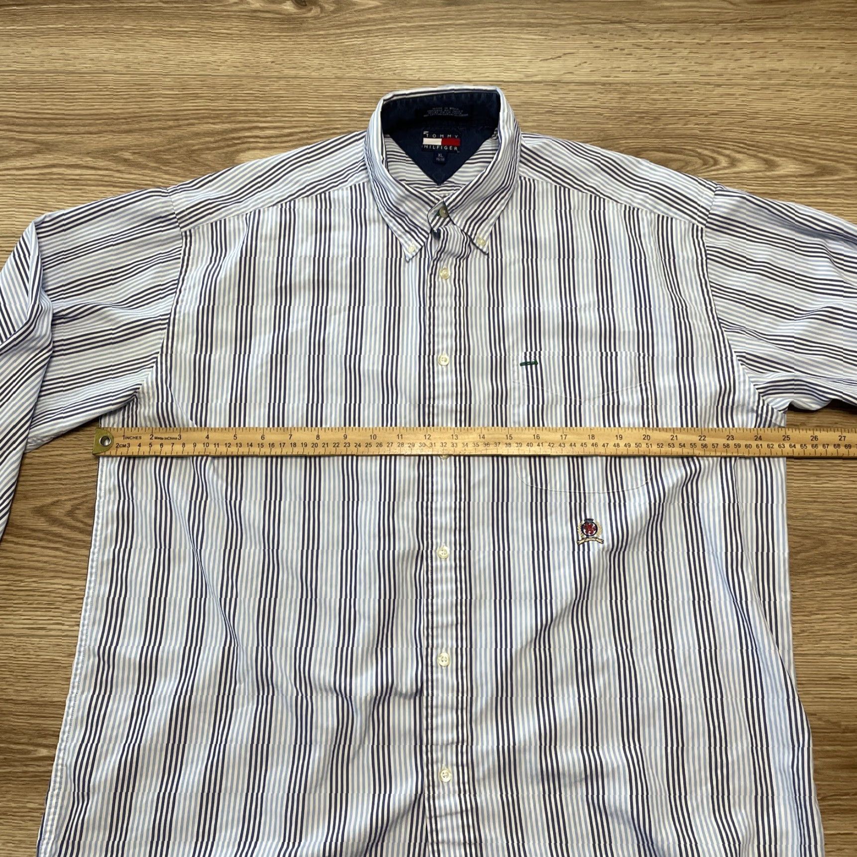 Tommy Hilfiger Tommy Hilfiger Men's XL Button-Up Shirt Blue Striped 80's Vintage Cotton Casual Formal Size US XL / EU 56 / 4 - 5 Thumbnail