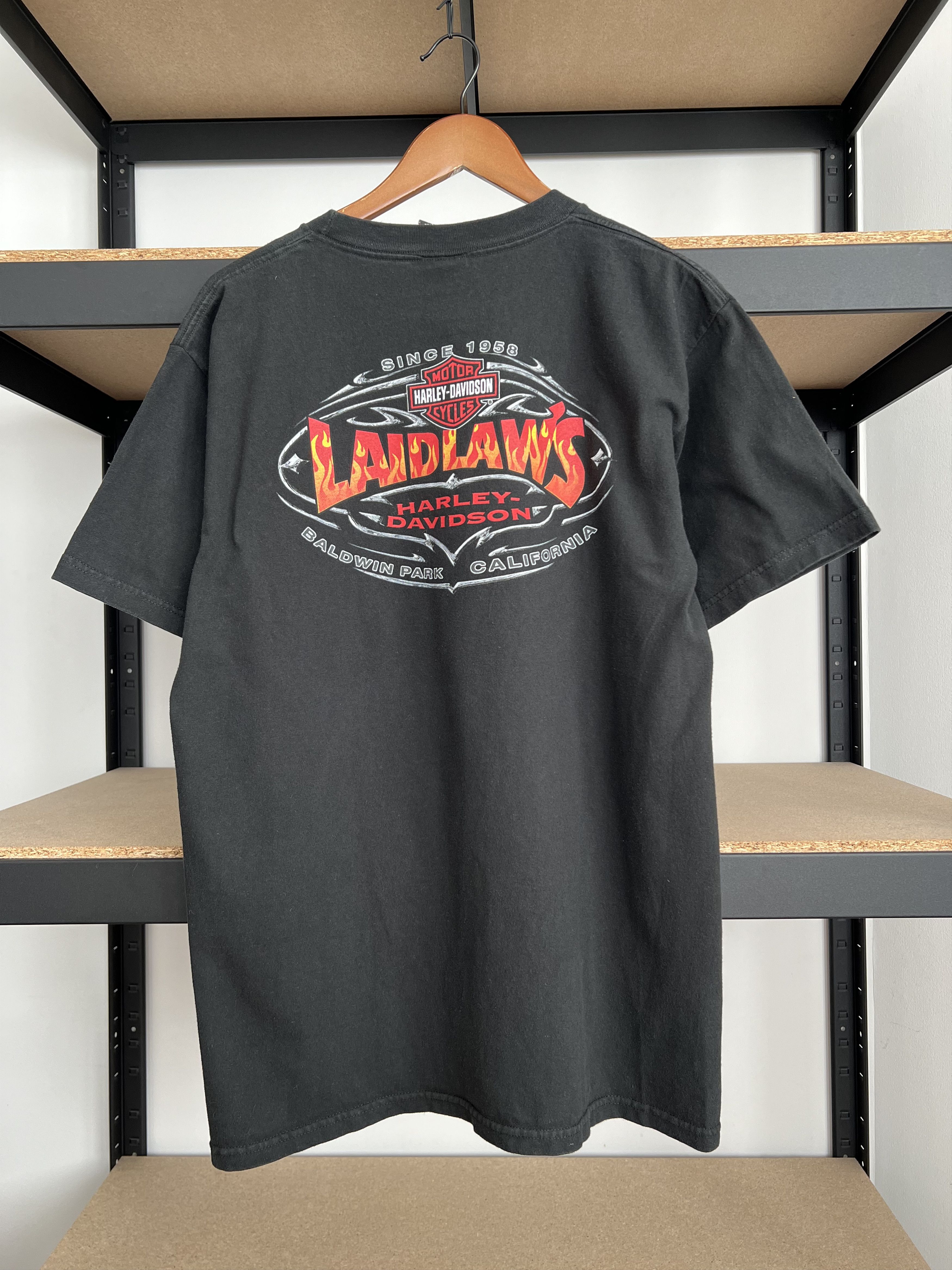Harley Davidson Vintage 2000s Harley Davidson Eagle Skull Fire Flame T-shirt Size US L / EU 52-54 / 3 - 2 Thumbnail