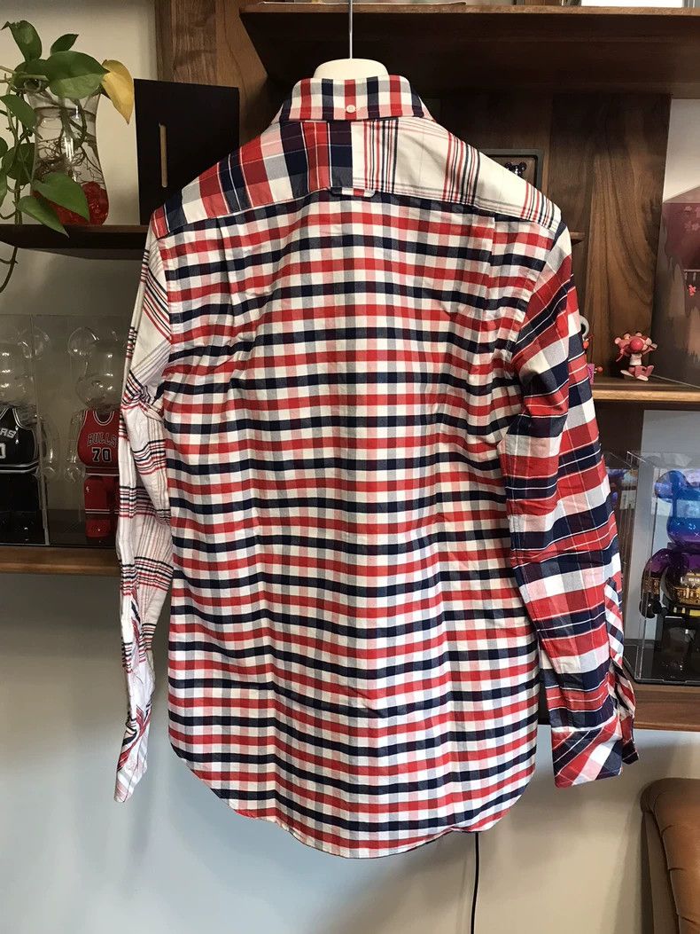 Thom Browne Thom Browne size3 Checkered patchwork asymmetrical shirt Size US L / EU 52-54 / 3 - 2 Thumbnail