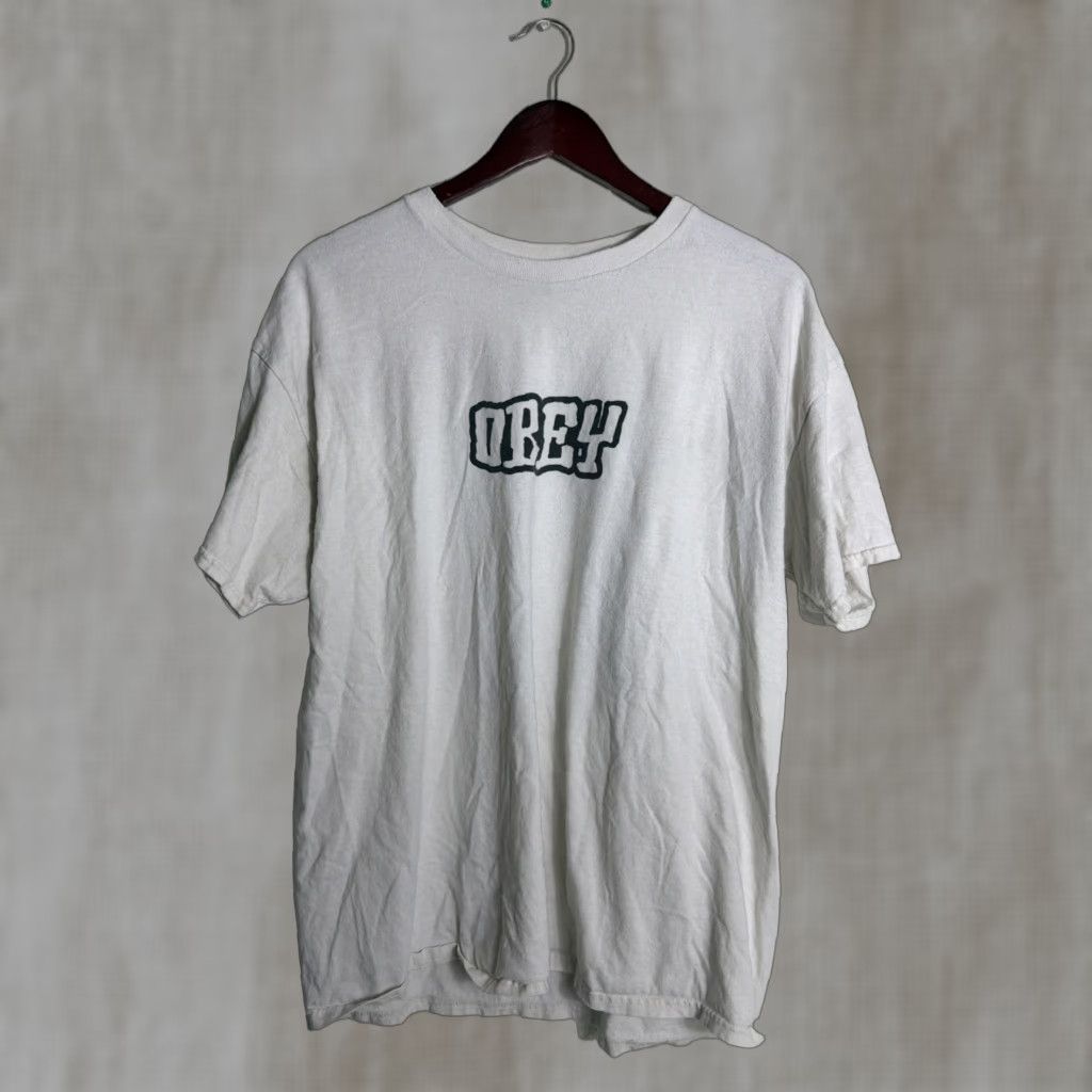 Obey VINTAGE Obey Worldwide Mens XL Short Sleeve White Black T Shirt Cotton Size US XL / EU 56 / 4 - 1 Thumbnail