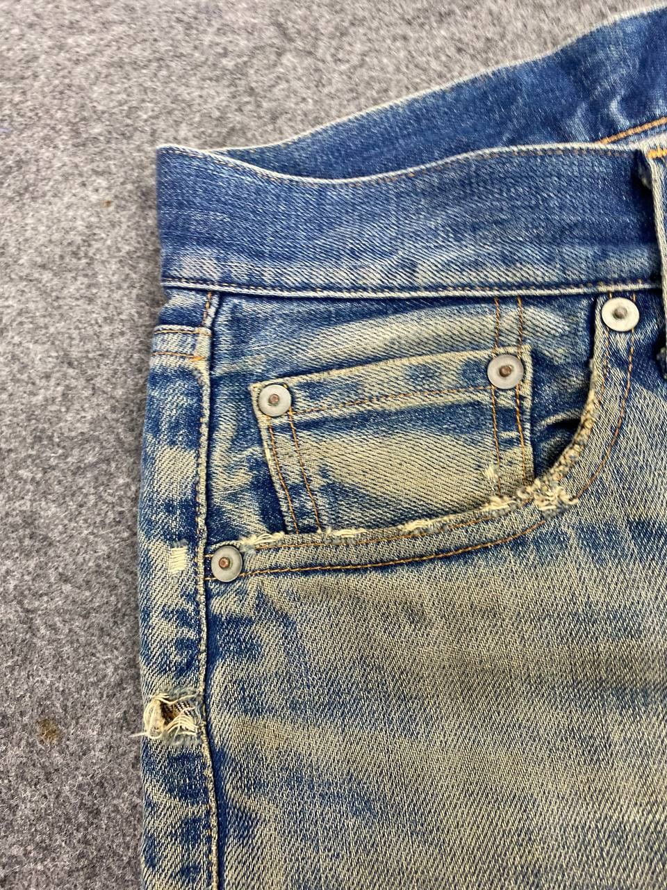 Japanese Brand red card blue work denim japan distressed nice design Size US 34 / EU 50 - 13 Thumbnail