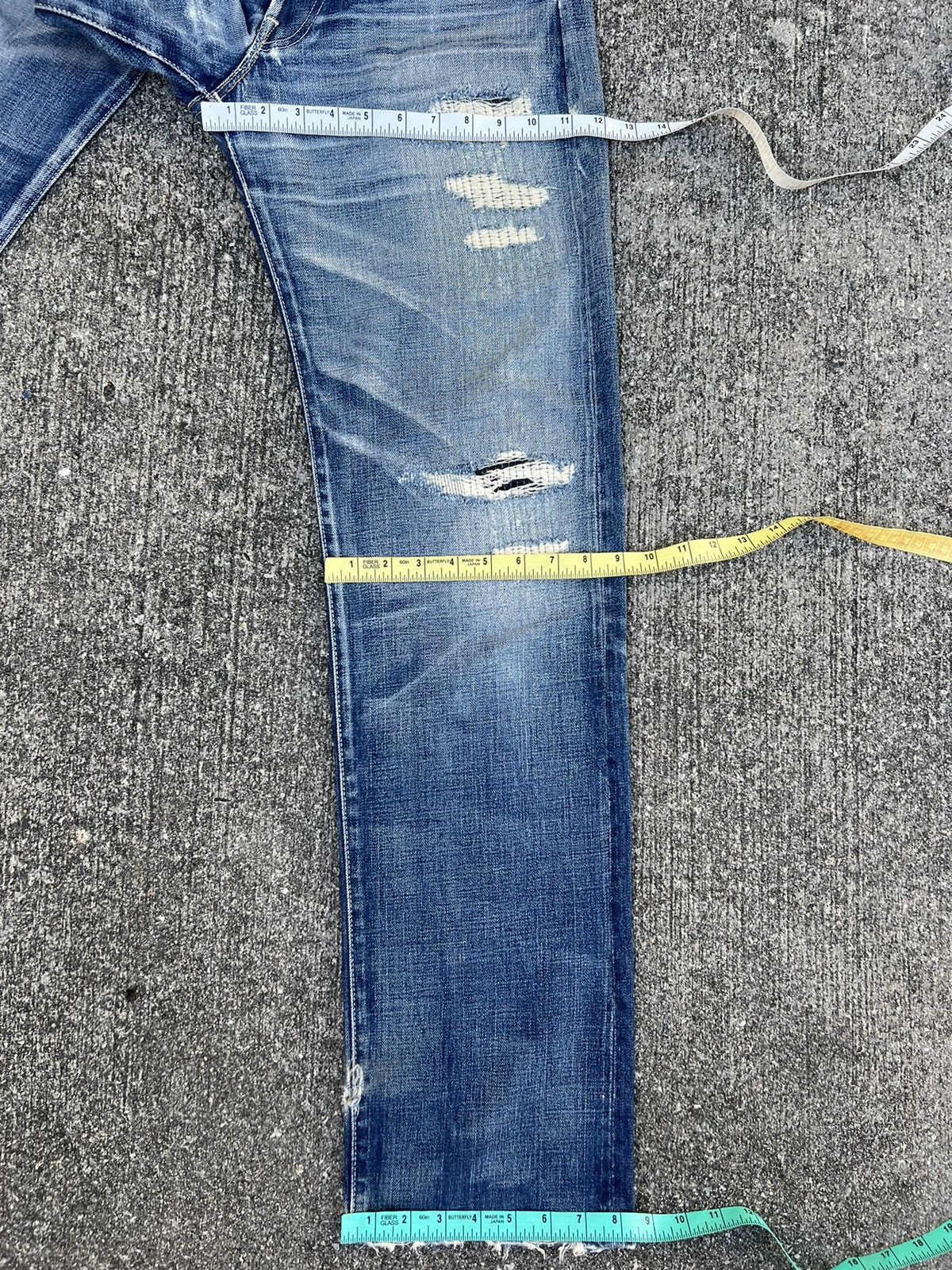 Levi's Vintage Clothing × Vintage Vintage 2005 LVC Levi’s 501 E Trashed Denim Selvedge Jeans Size US 32 / EU 48 - 4 Thumbnail