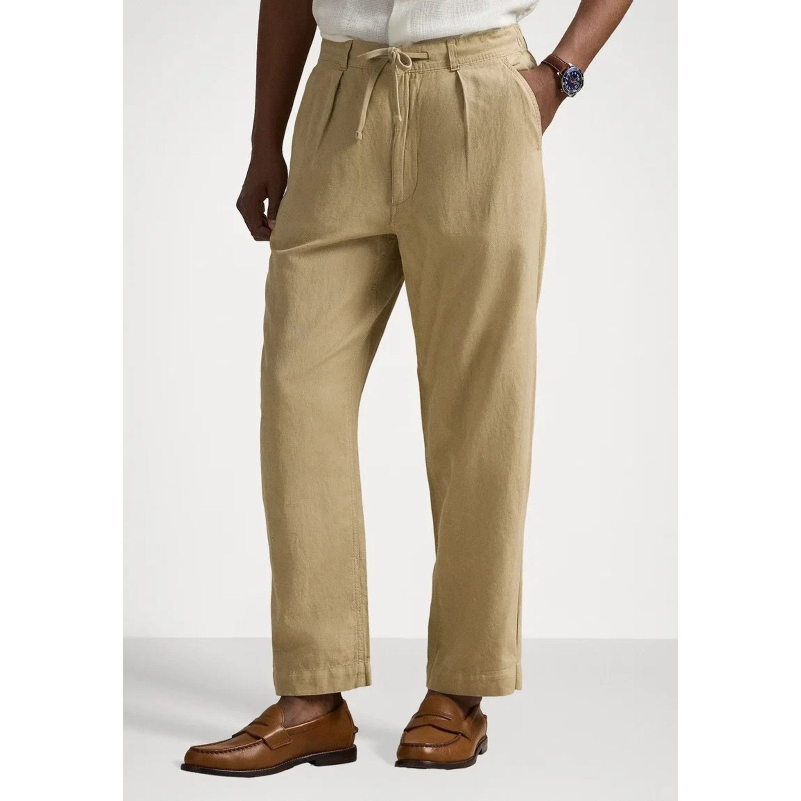 VTG Polo Ralph Lauren Cuffed Pleated Linen Silk Pant 38 X 30