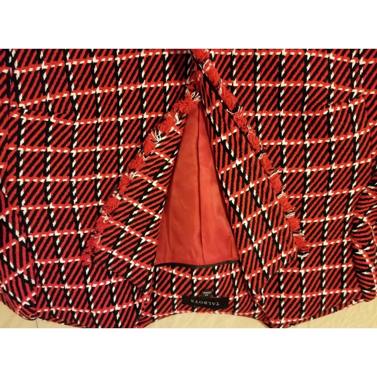 Talbots Womens Talbots Coat 14 Red Cotton Blazer Jacket Regular Size Women] Size XL / US 12-14 / IT 48-50 - 2 Thumbnail