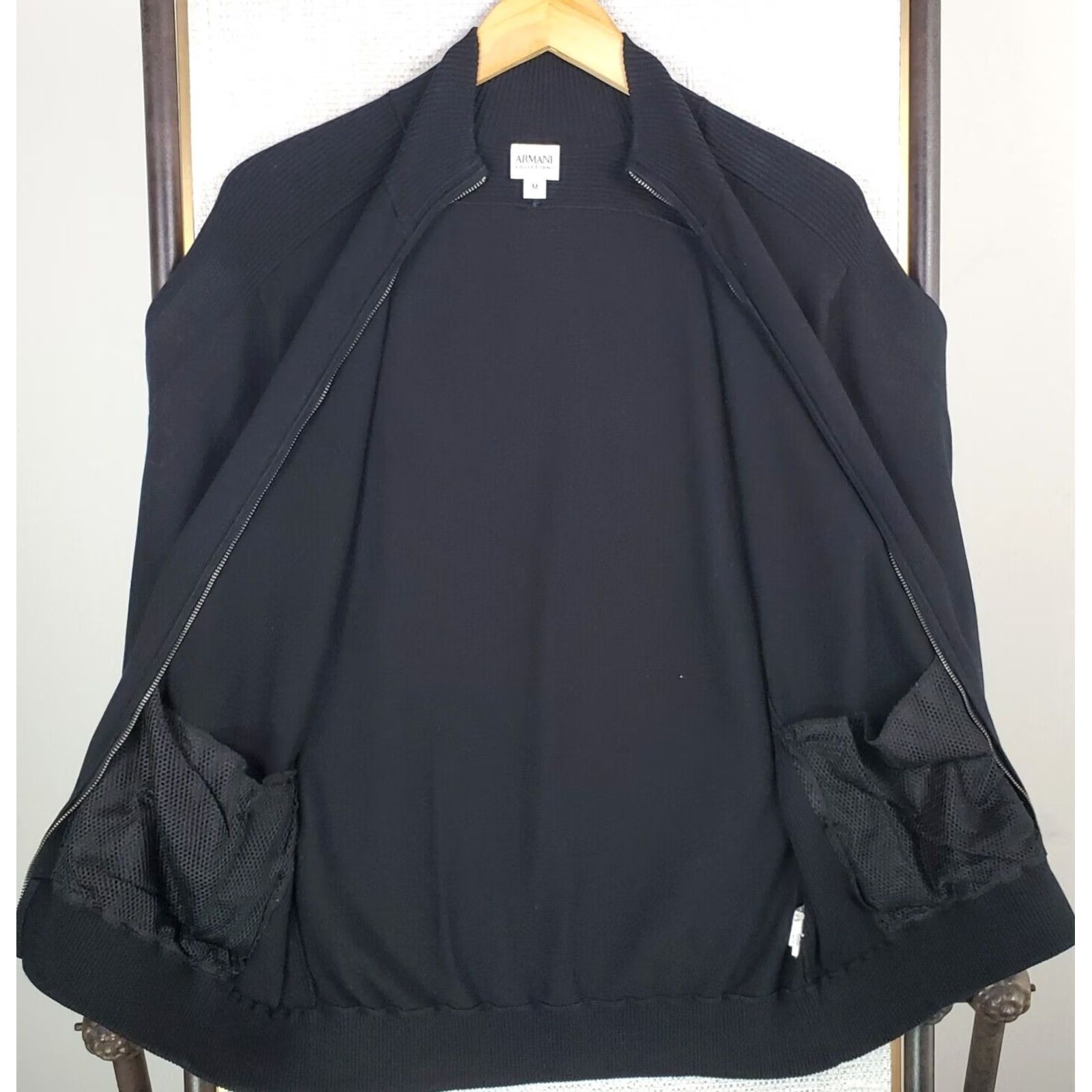 Armani ARMANI COLLEZIONI Mens Silk Blend Full Zip Cardigan Jacket Sweater Black Medium Size US M / EU 48-50 / 2 - 6 Thumbnail