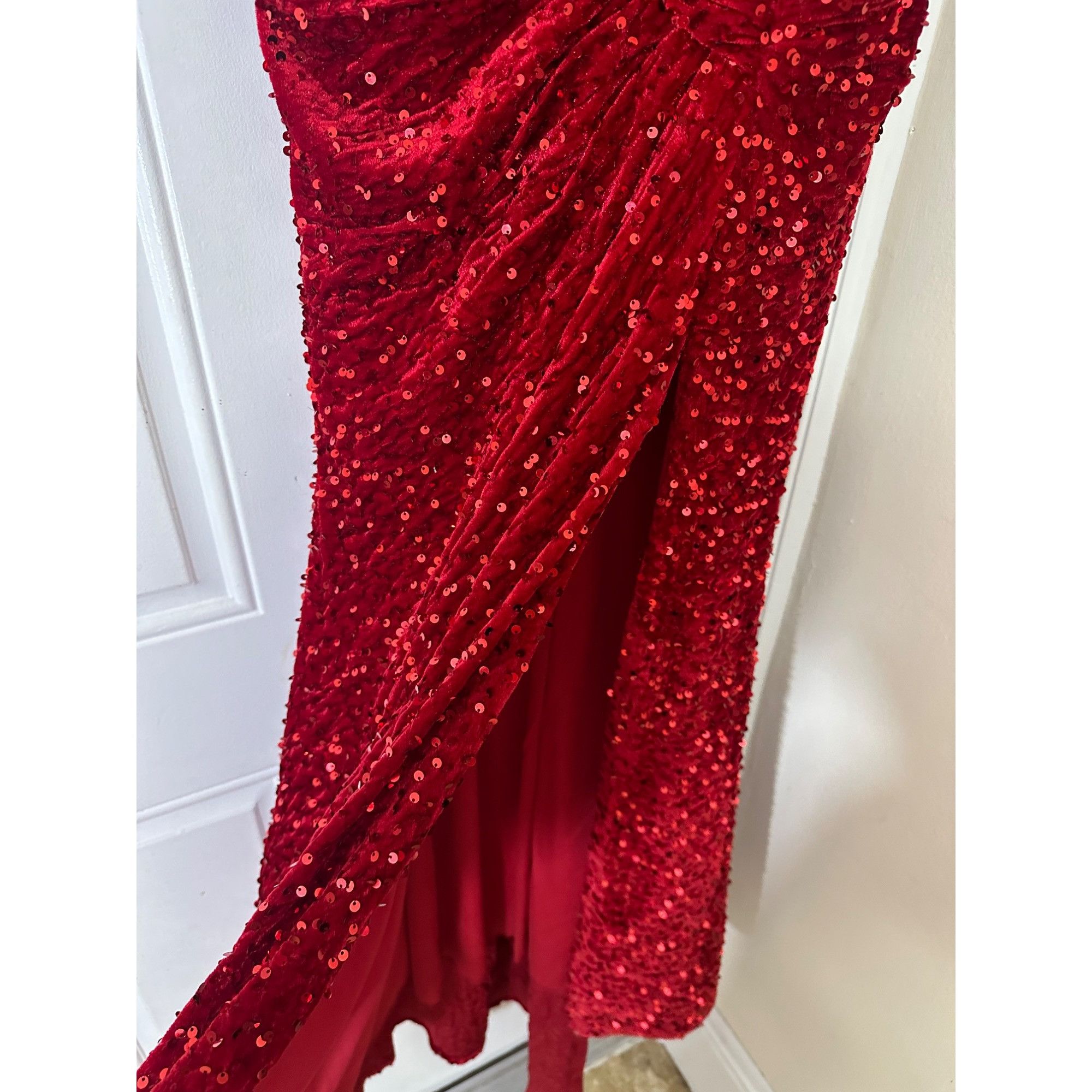 Other Timeless Sheath/Column Off-the-Shoulder Sweep Train Velvet S Size XS / US 0-2 / IT 36-38 - 7 Thumbnail