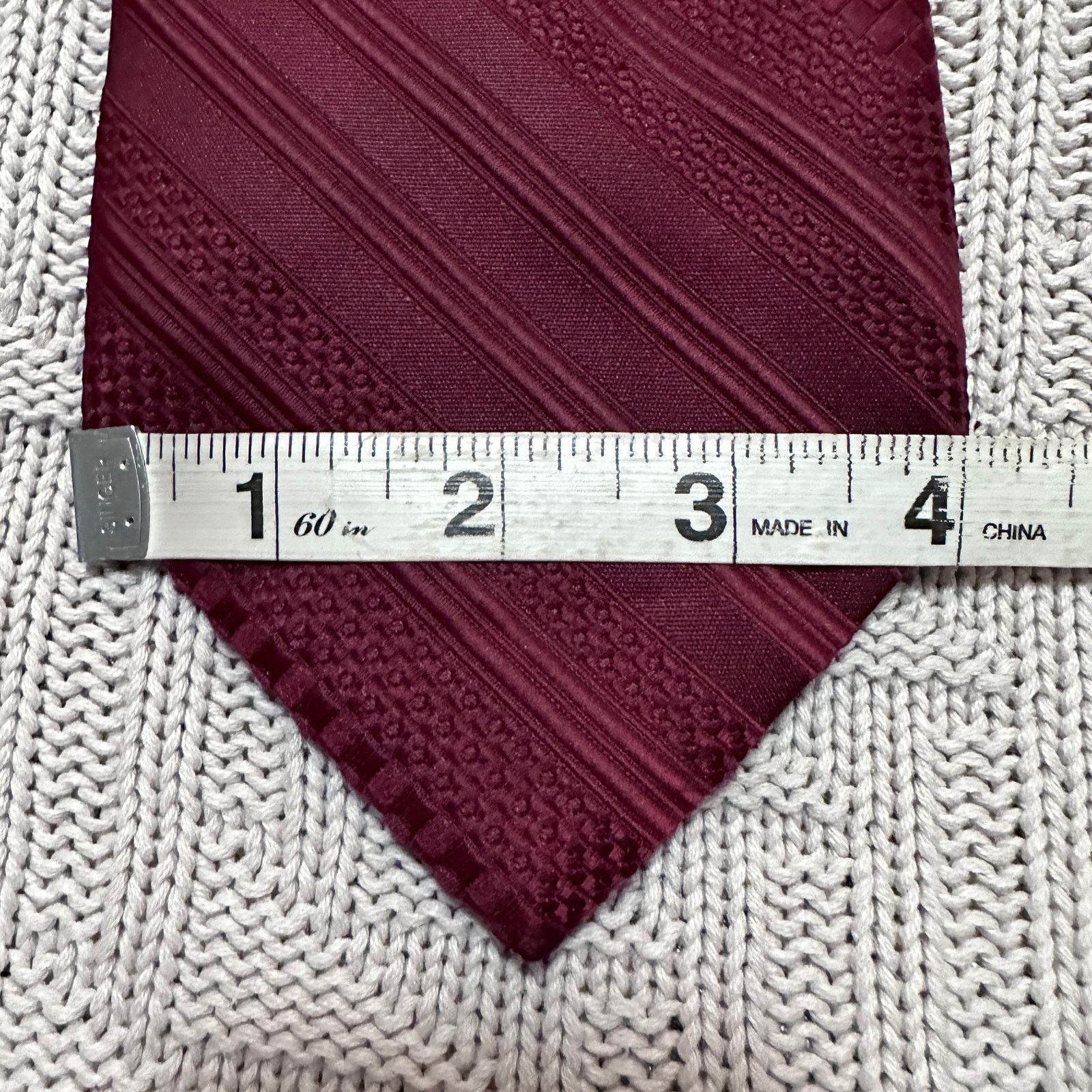 Vintage Vintage Delio maroon monotone striped men's tie Size ONE SIZE - 5 Thumbnail