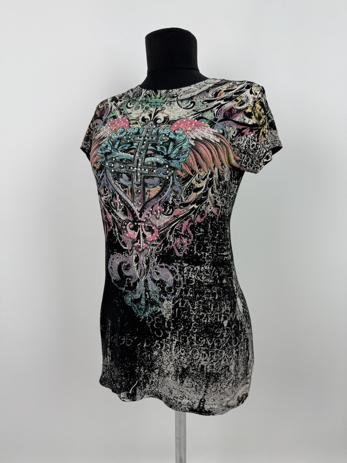 Vintage Y2K Vintage In Vein Angel Wings All Over Print Babydoll Tee Size L / US 10 / IT 46 - 1 Thumbnail