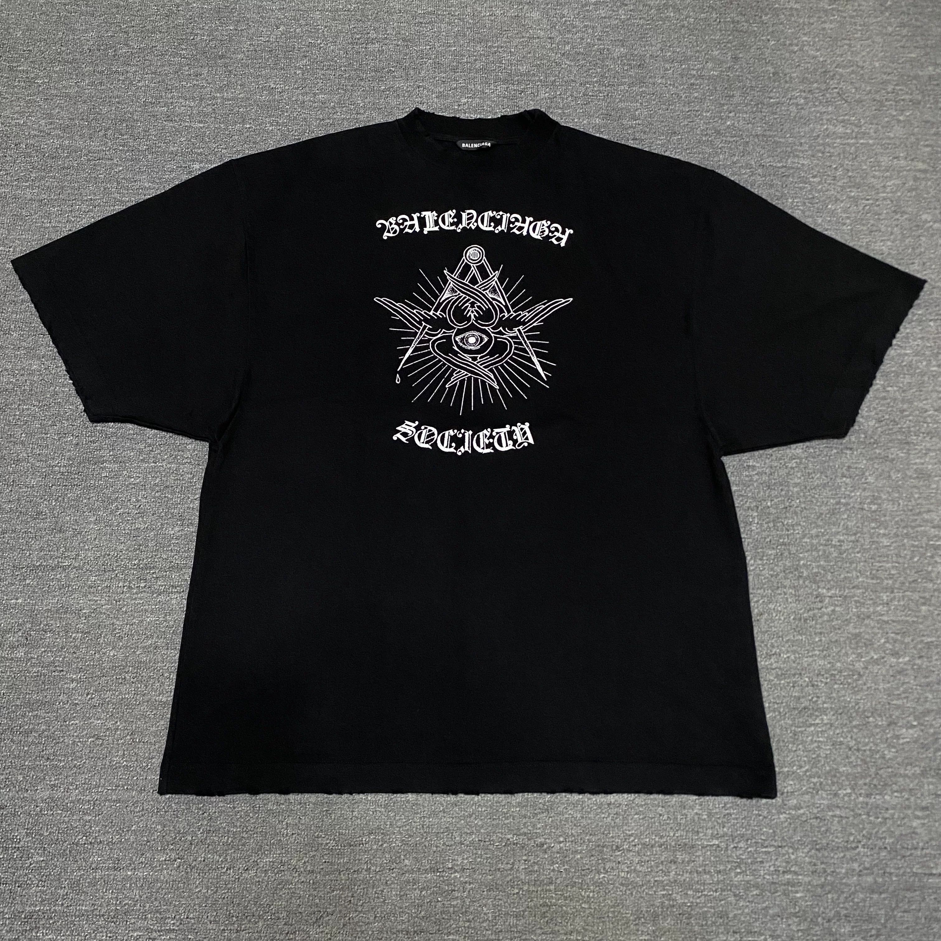 Balenciaga Balenciaga Evil Eye Distressed Short-Sleeve T-Shirt Size XXS / US 00 / IT 34 - 1 Thumbnail