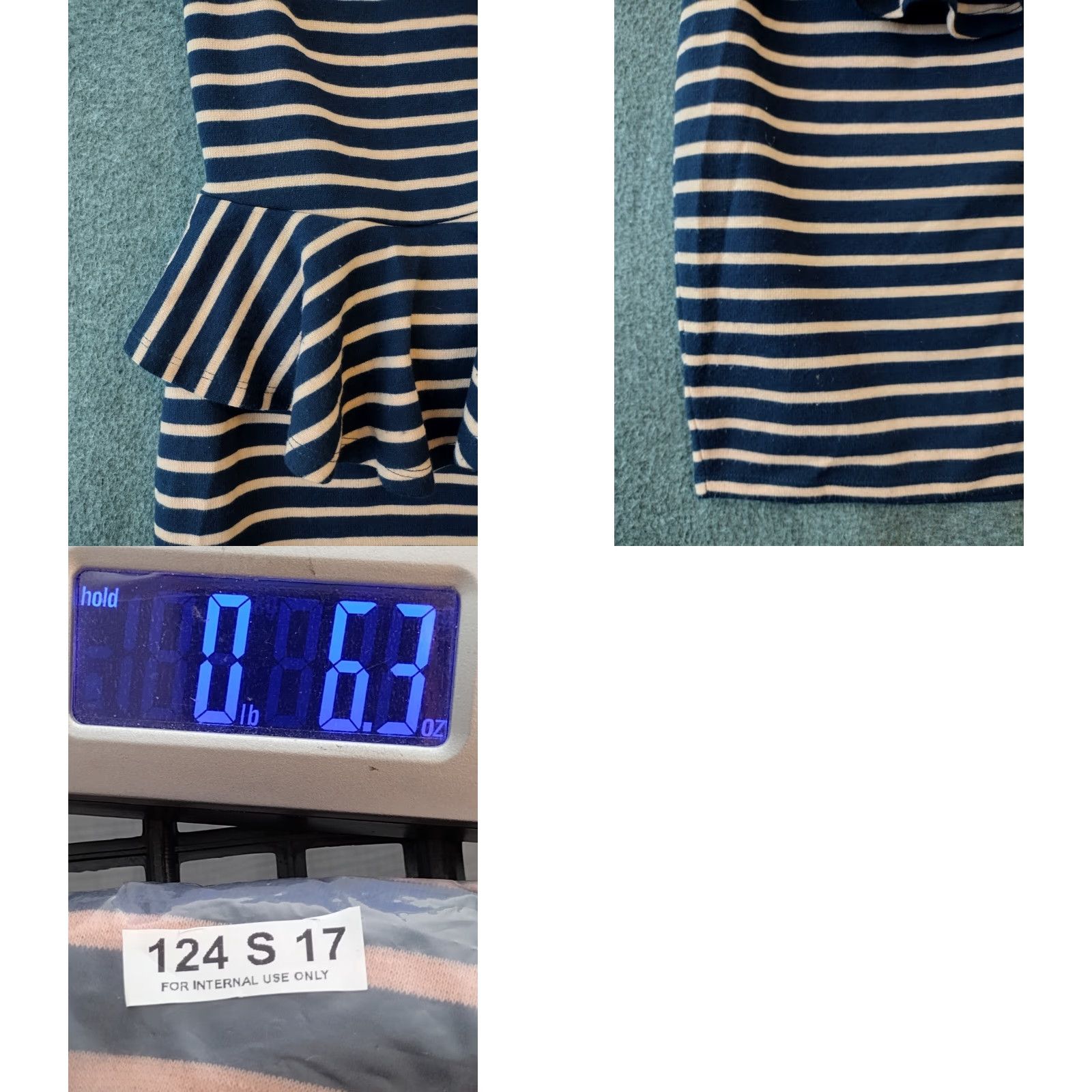 Vintage Love, Fire Striped Sleeveless Peplum Dress Back Open Tan/Blue Size S Size S / US 4 / IT 40 - 8 Thumbnail