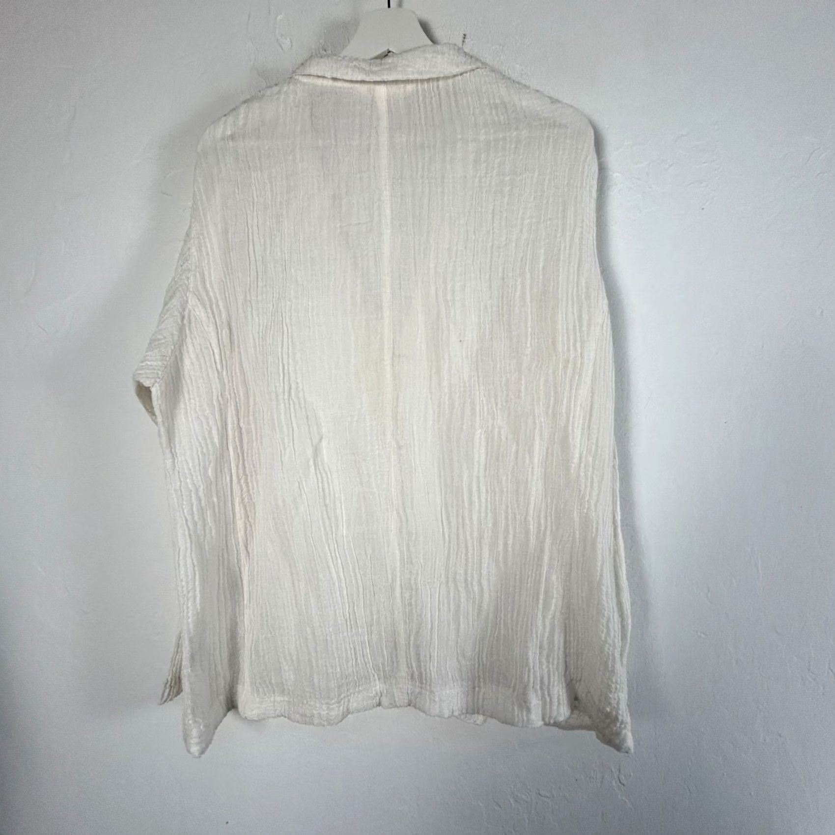 Vintage Kleen Womens Button Down Long Sleeve Shirt XL Lightweight Gauze Ramie Cotton White - Casual Classic Button-Down, Basic, Regular Fit Womens Size XL / US 12-14 / IT 48-50 - 2 Thumbnail