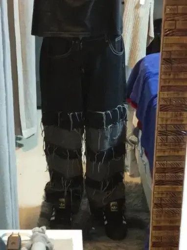 Designer × Japanese Brand Jeans Patchwork Darkwear Size US 30 / EU 46 - 3 Thumbnail