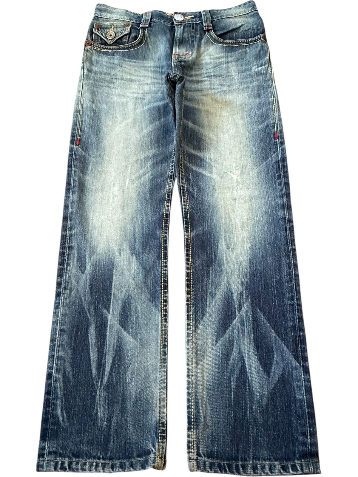 Vintage Edwin Blue Trip Faded Wash Distressed Jeans