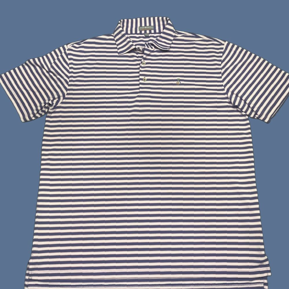 Peter Millar Peter Millar Summer Comfort Polo Shirt Mens L Purple Pink Stripe Short Sleeve Striped Polyester Blend Stretch Casual Travel Activewear Size US L / EU 52-54 / 3 - 1 Thumbnail