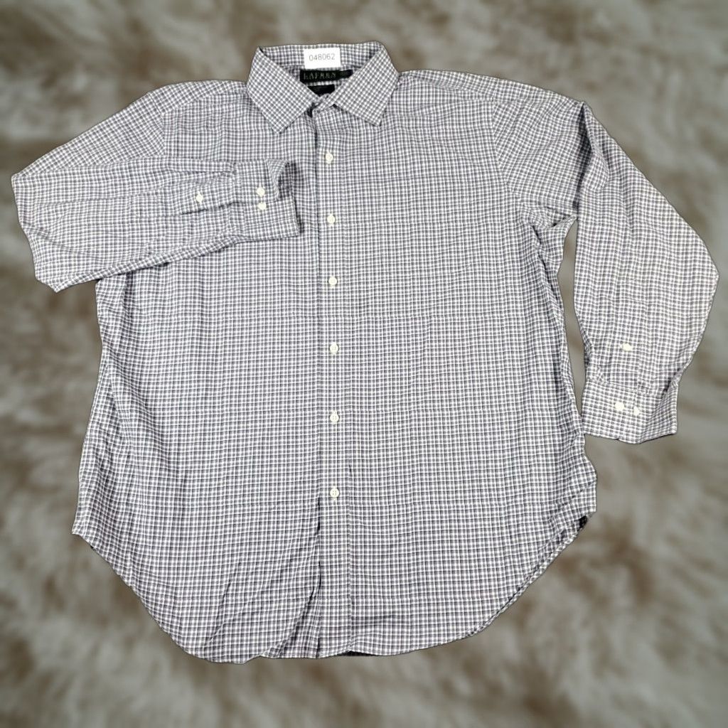 Ralph Lauren Ralph Lauren Shirt Mens Size 17 Gray Plaid Dress Button Up Long Sleeve Shirt (Dress Shirt) Mens Size 46R - 1 Thumbnail