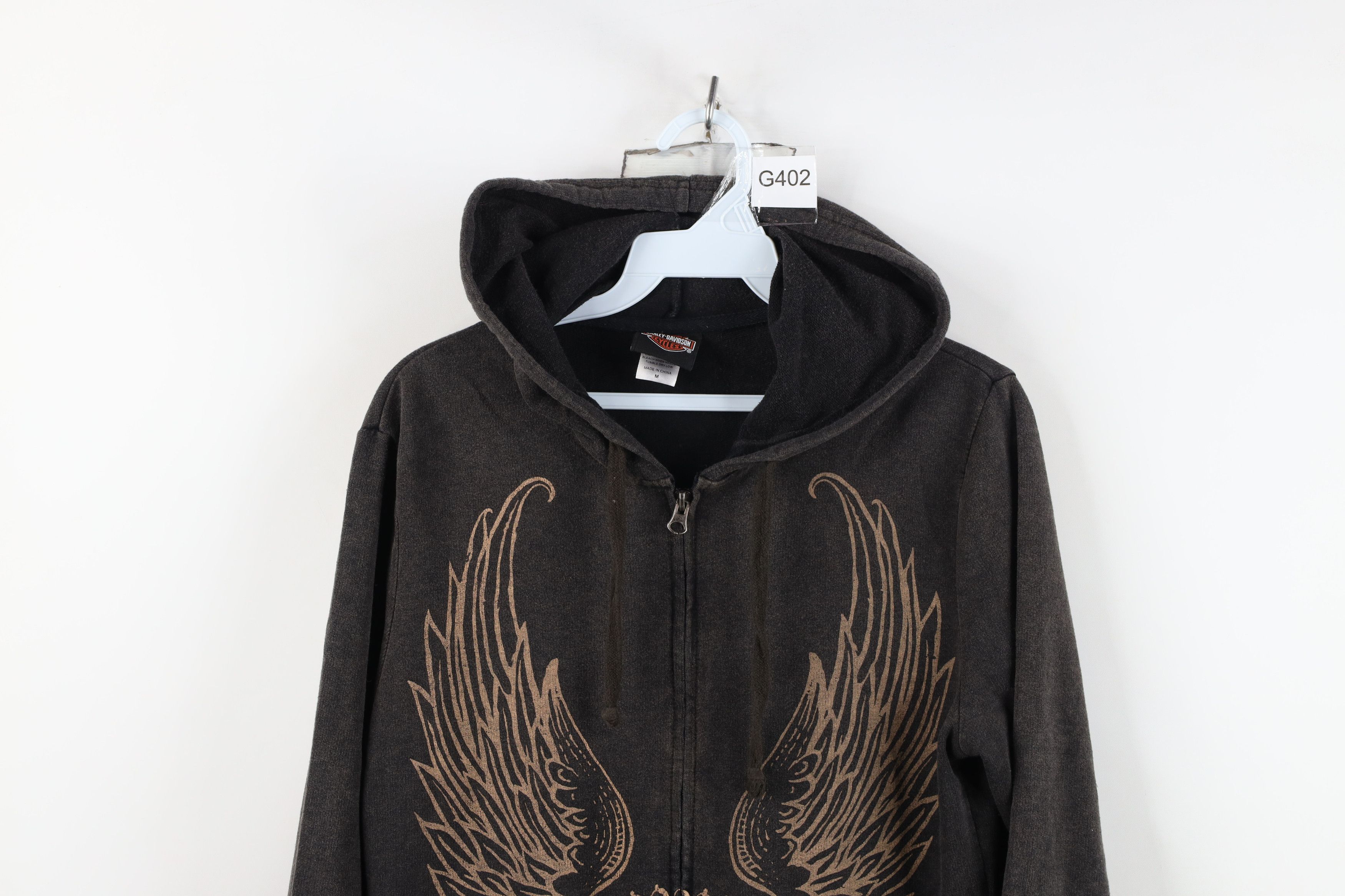 Harley Davidson Y2K Harley Davidson Stonewash Crown Wings Full Zip Hoodie Size M / US 6-8 / IT 42-44 - 2 Thumbnail