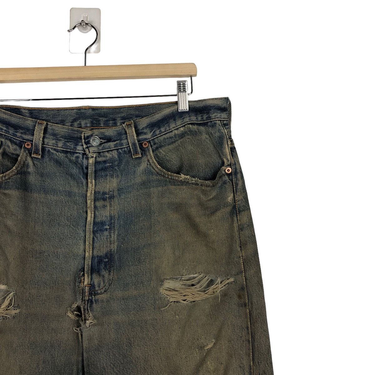 Levi's Vintage Clothing 🔥80’s Vintage Selvedges Distressed Denim Jeans Levi’s 501 Size US 36 / EU 52 - 6 Thumbnail