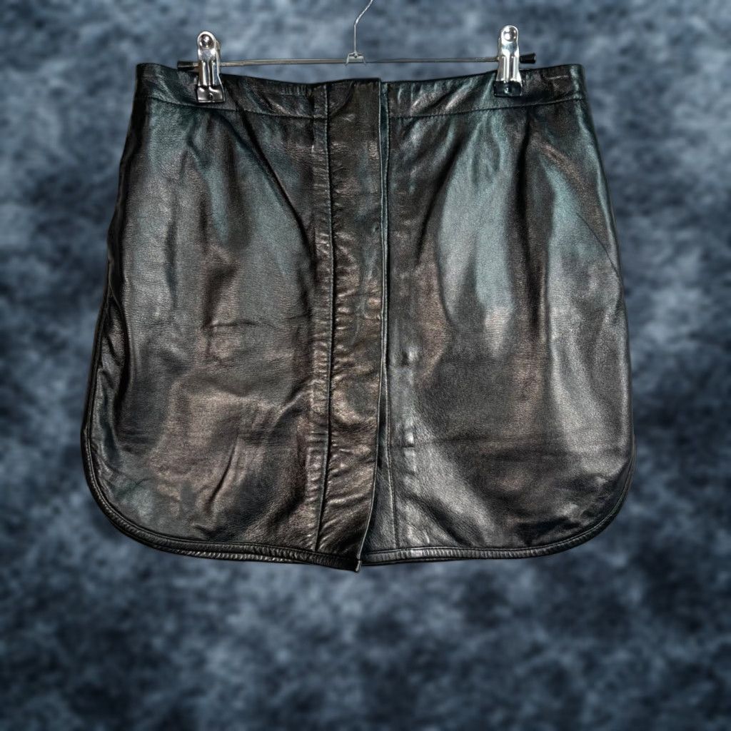 Adam Lippes Adam Lippes Skirt Women's Mini Black Faux Leather Size 6 Size 28" / US 6 / IT 42 - 1 Thumbnail