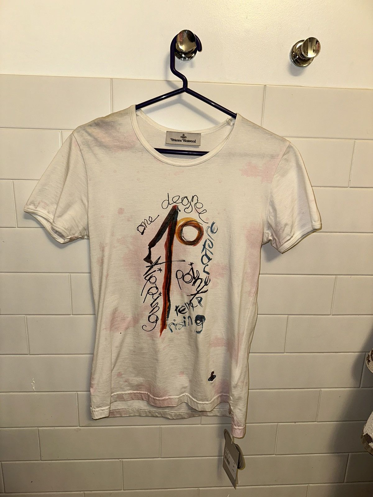 image of Vivienne Westwood One Degree T Shirt Win Stain in White, Women's (Size Small)