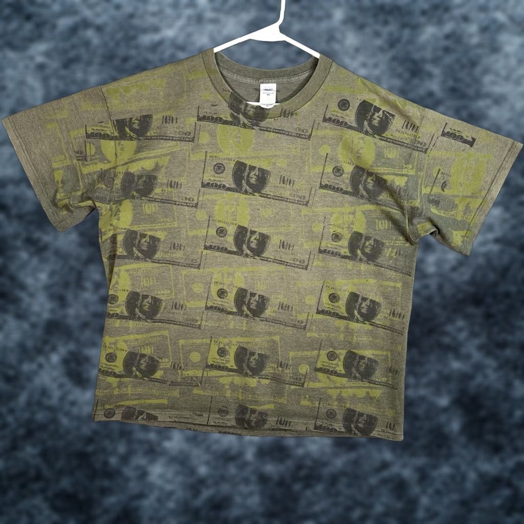 Fruit Of The Loom VINTAGE 2000s Dollar Bill Benjamin Rap Tee Shirt Adult XL Green Graphic Tee Men Size US XL / EU 56 / 4 - 1 Thumbnail