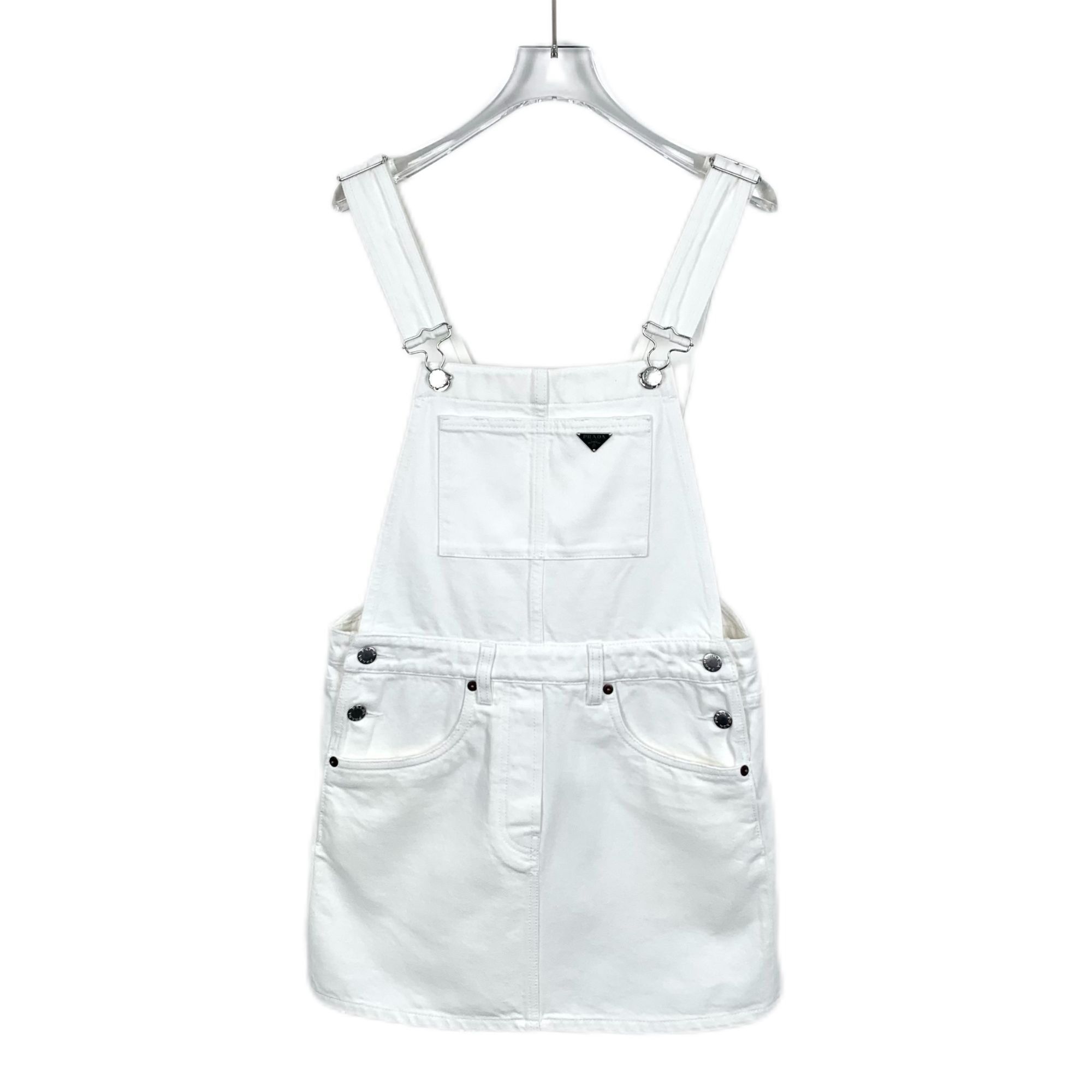Prada Prada White Triangle Logo Cotton Suspender Dress (Size XS) | Grailed