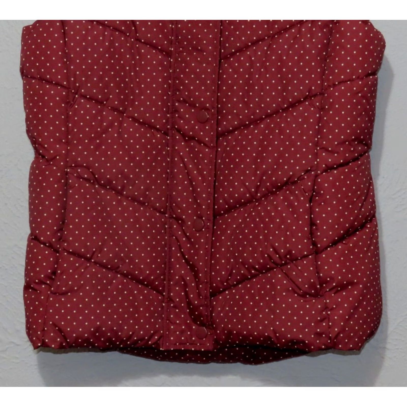 Gap Gap Women's S Vest Puffer Full Zip Polka Dot Red Wine Burgundy Casual Formal Fall Winter) Size S / US 4 / IT 40 - 2 Thumbnail