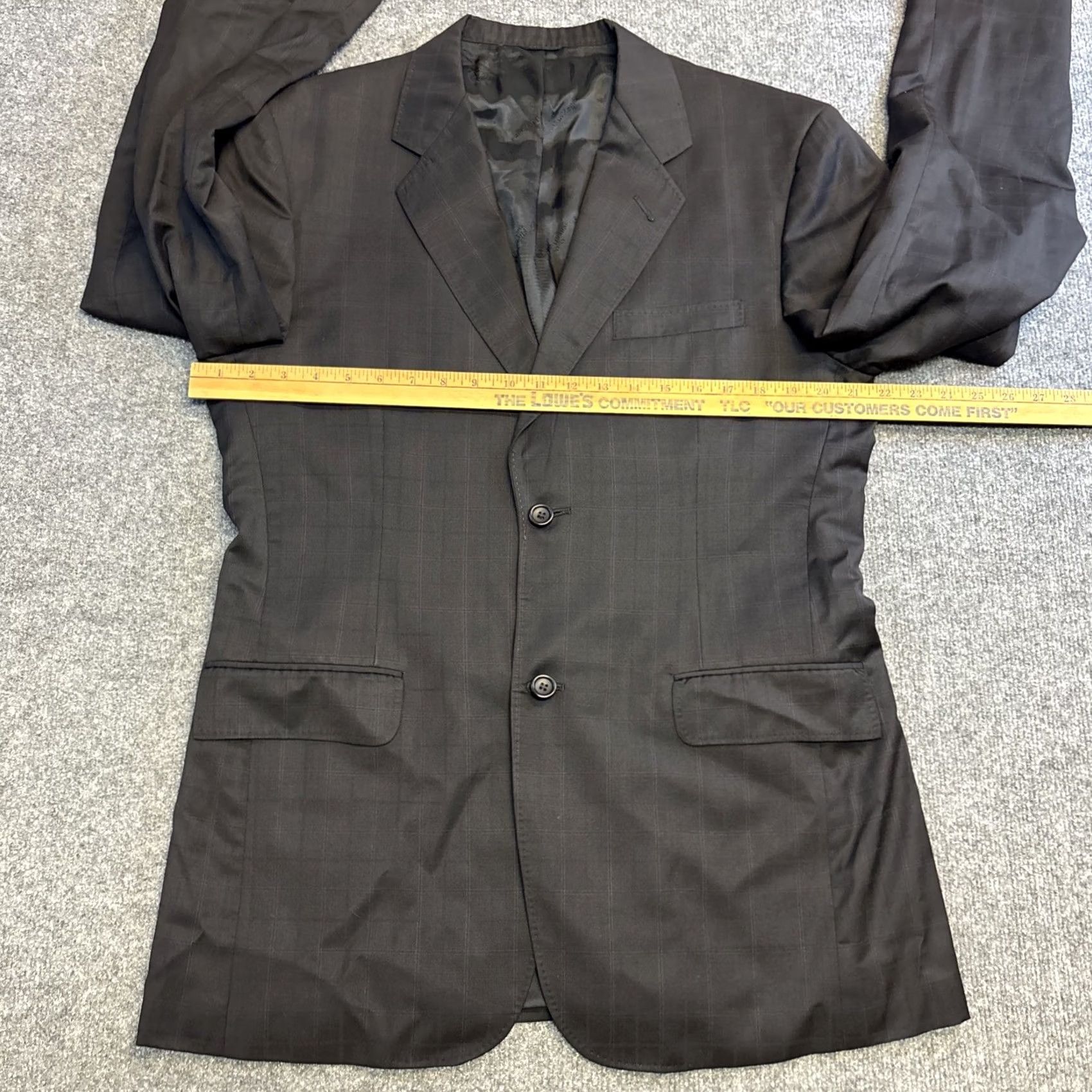 Ermenegildo Zegna VINTAGE? Custom Made Ermenegildo Zegna Dark Window Pane Suit 2 Piece 40L Gray Mens 36x30 Size 40R - 3 Thumbnail