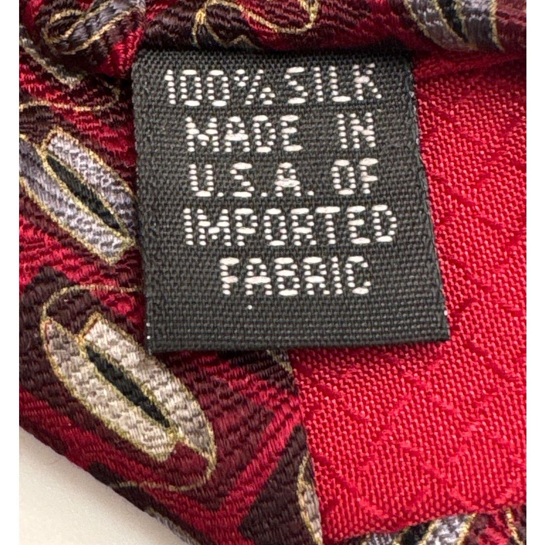 Zanetti Zanetti Silk Geometric Necktie Red Made in USA Classic Tie Size ONE SIZE - 5 Thumbnail
