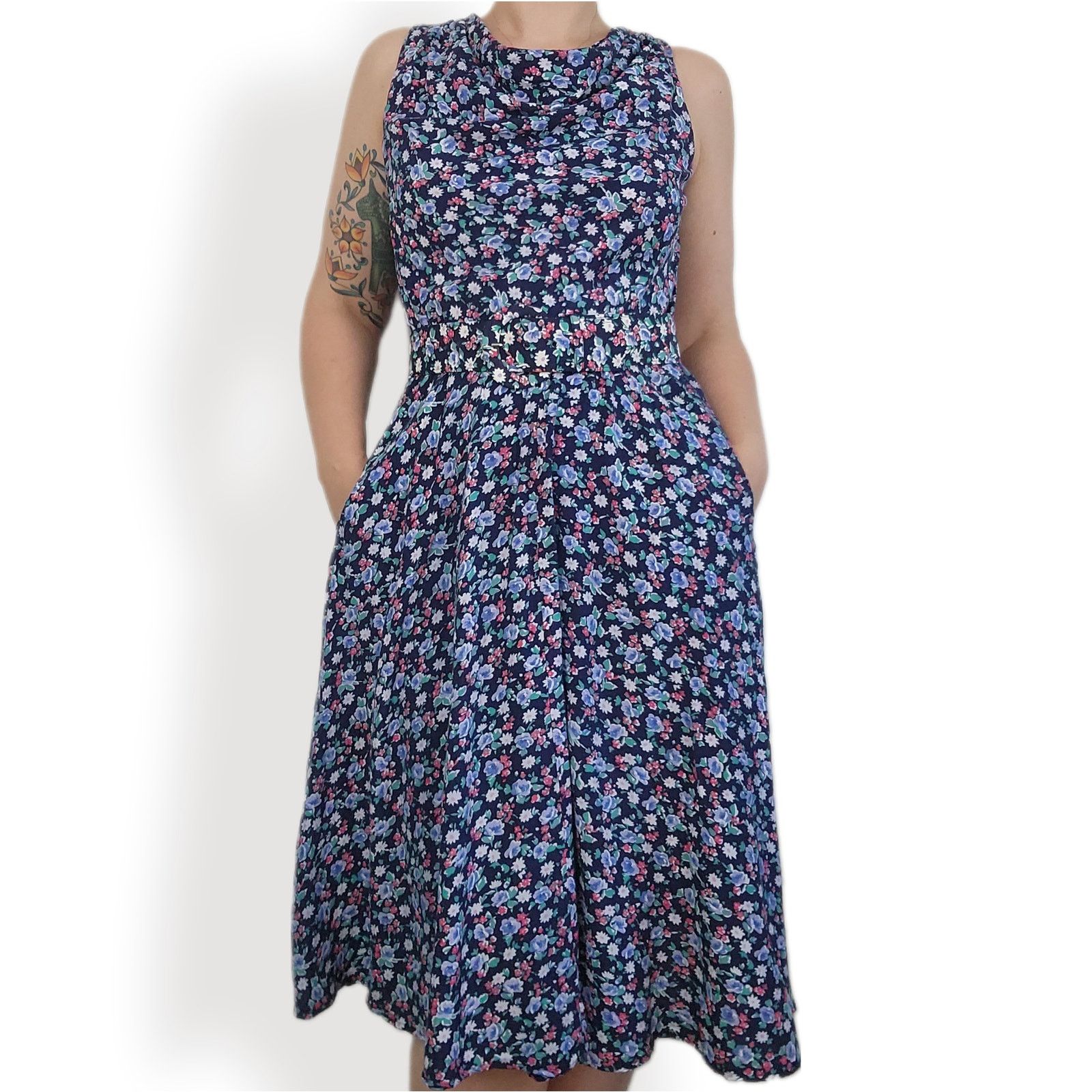 how to dress like 90s grunge Vintage 90s Lavender Floral Tea Dress S  Bombshell Bettys Vintage