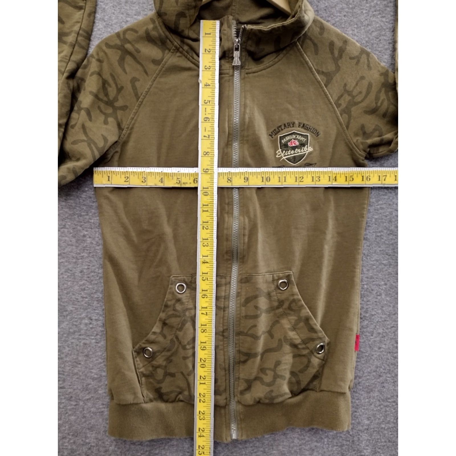 Vintage Elite Tribe Military Army Zip up Long Sleeve Hoodie Sweatshirt - Brown - L - Men - Camouflage - Full Zip - Lightweight - Regular Fit Size US L / EU 52-54 / 3 - 4 Thumbnail
