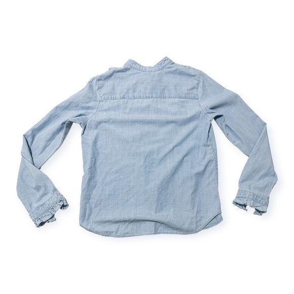 AMO AMO Cooper Ruffled Chambray Shirt, Chambray, Size M, NWT, Size M / US 6-8 / IT 42-44 - 4 Thumbnail