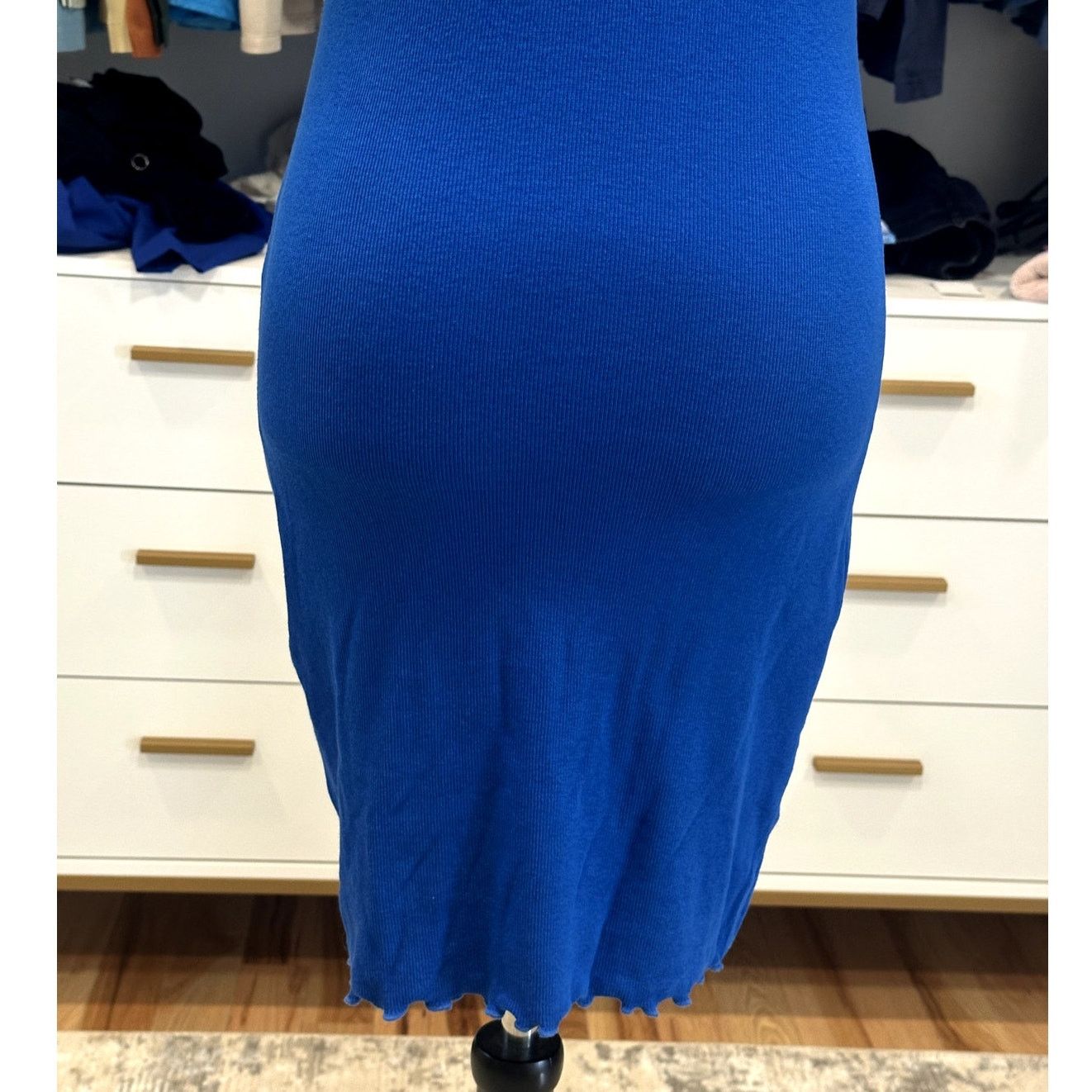BP. BP Women's Blue Ribbed Bodycon Lettuce Edge Mini Dress NWT M Size M / US 6-8 / IT 42-44 - 8 Thumbnail