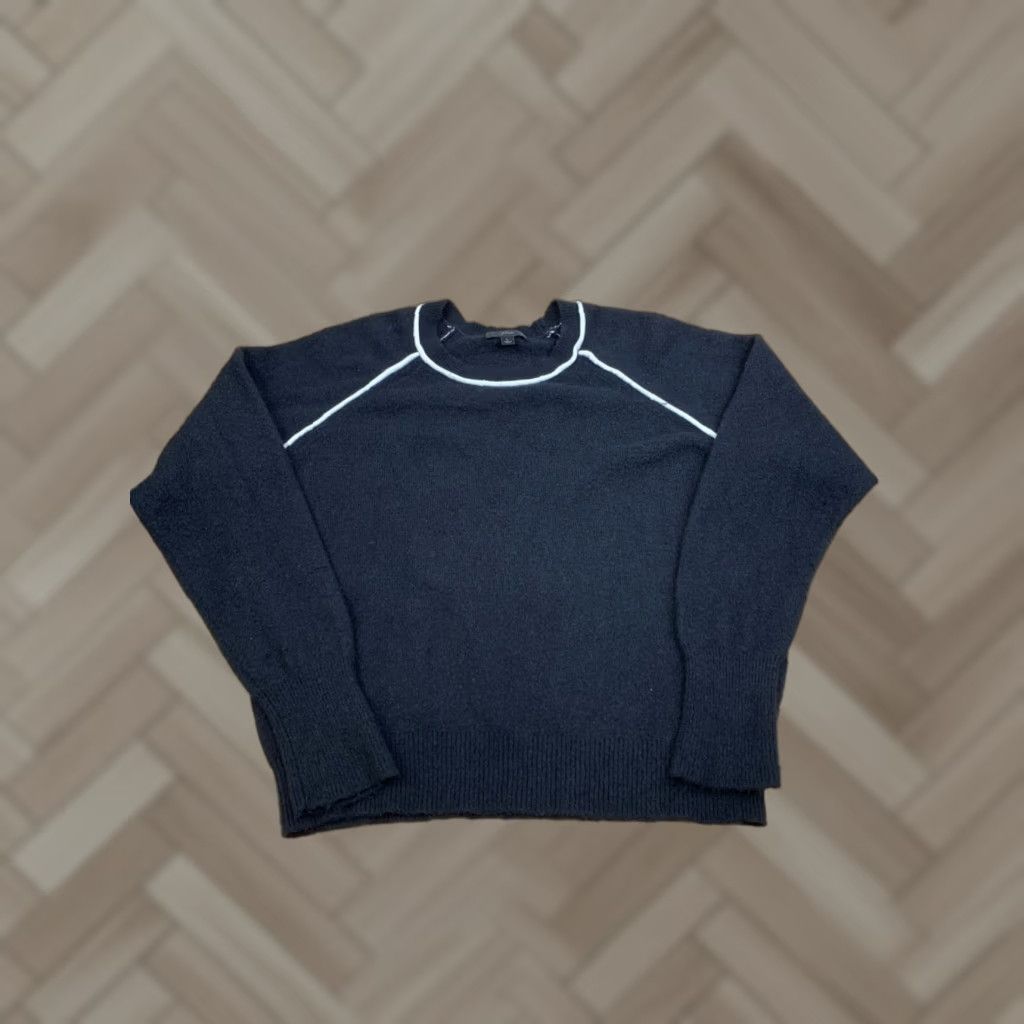J.Crew J Crew Tipped Raglan Sleeve Sweater Womens L Black Wool Blend 12333 Size L / US 10 / IT 46 - 1 Thumbnail