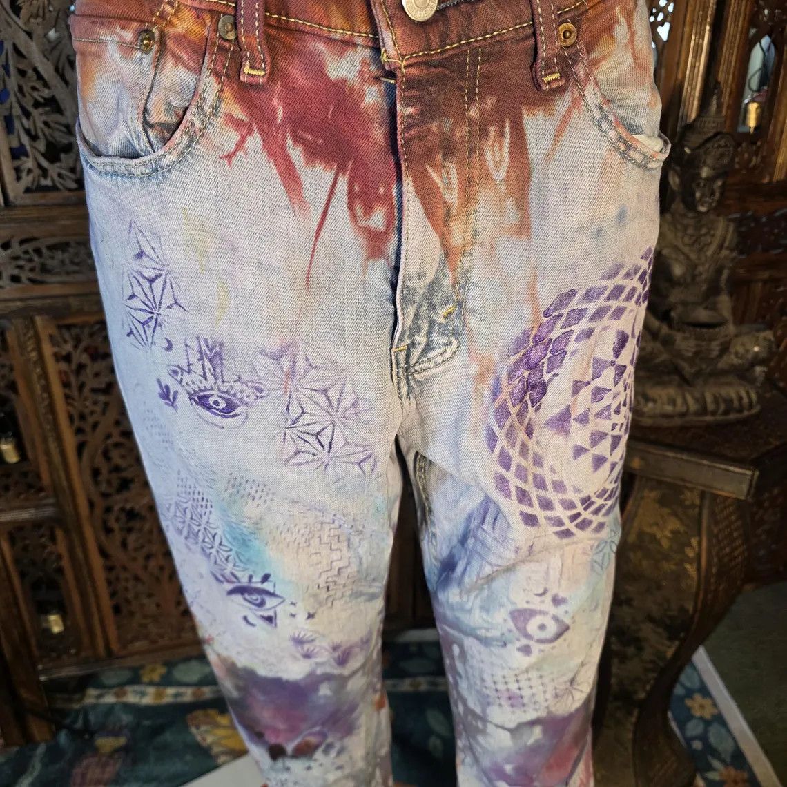 Levi's Vintage Clothing Painted Ice Dyed Jeans Size 36" / US 14 / IT 50 - 7 Thumbnail