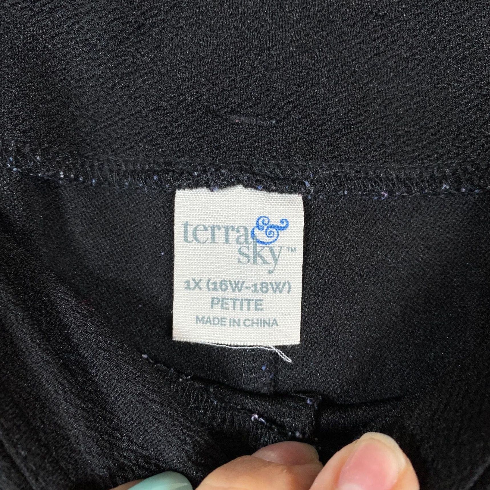 Vintage Terra & Sky Womens Sweatpants Black Pull On Cropped Lounge Stretch 1X Petite Size 37" - 4 Thumbnail