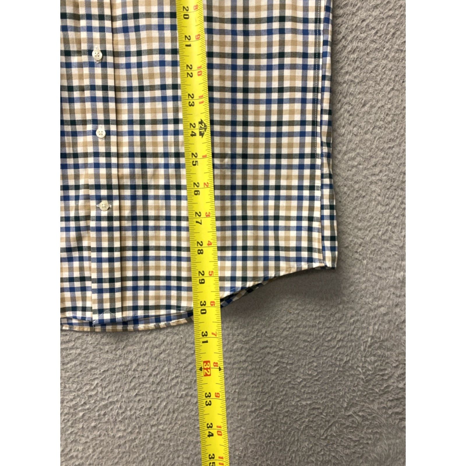 Lands' End Lands' End Button-Up Shirt Mens M Tall Tan Blue Plaid Check Long Sleeve /0487 Size US M / EU 48-50 / 2 - 7 Thumbnail