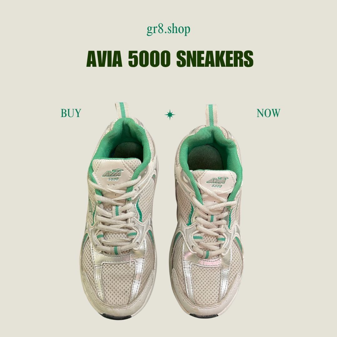 Avia Avia 5000 Womens Sneakers Size 6.5 White & Green Lightweight Size US 6.5 / IT 36.5 - 1 Thumbnail