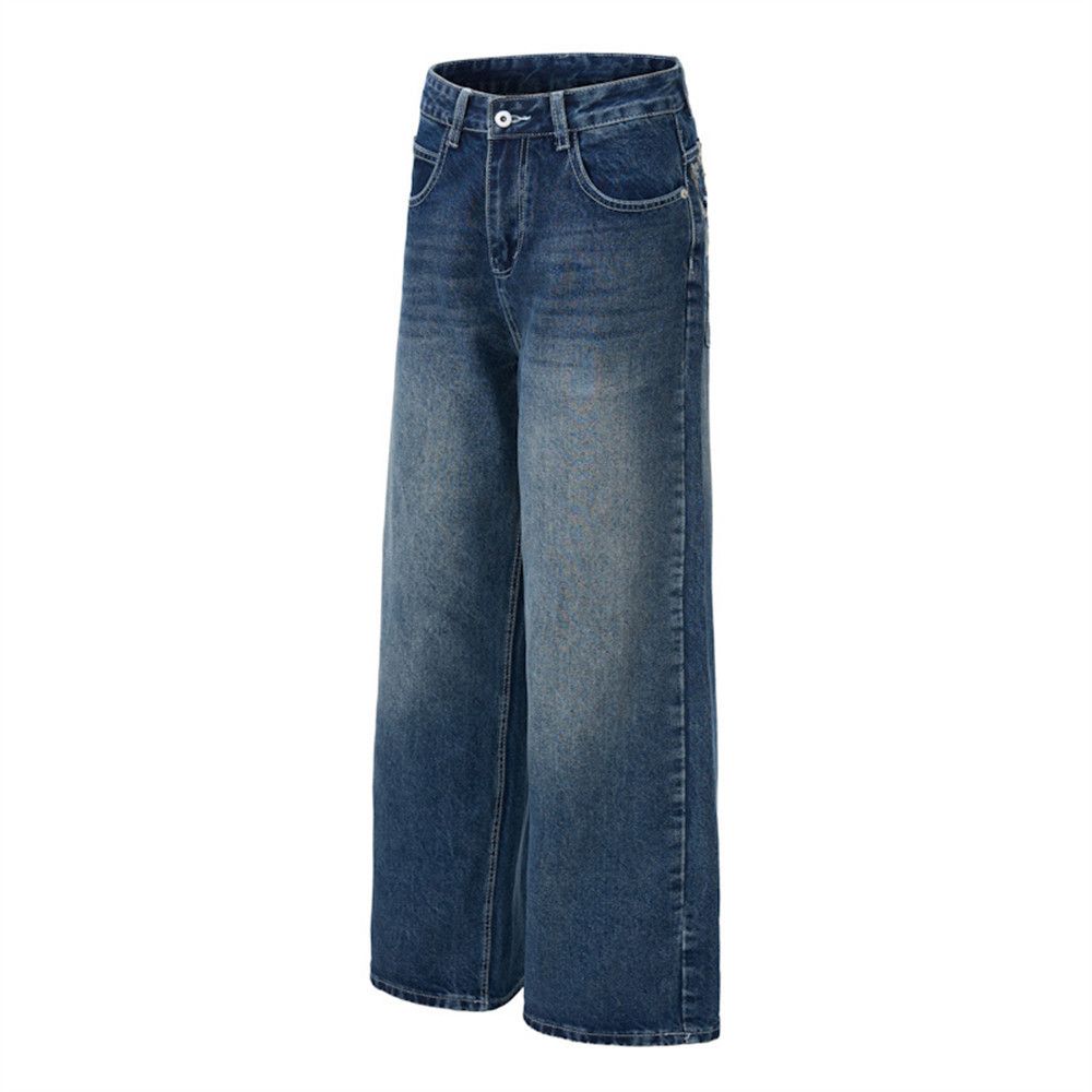Japanese Brand Men's loose washed wide-leg pocket embroidered jeans Size US 32 / EU 48 - 5 Thumbnail