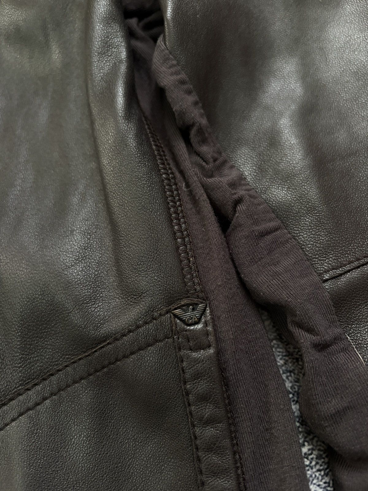 Armani Armani Jeans Brown Ovine Leather Mixed Media Cardigan Size S / US 4 / IT 40 - 7 Thumbnail