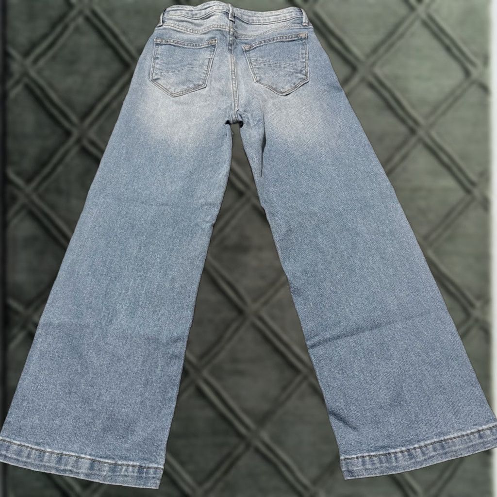 Vintage DRIFTWOOD Charlee Cropped Flare Jeans Womens Blue Denim Wide Leg Button Fly - 24 Size 42" / US 20 - 1 Thumbnail