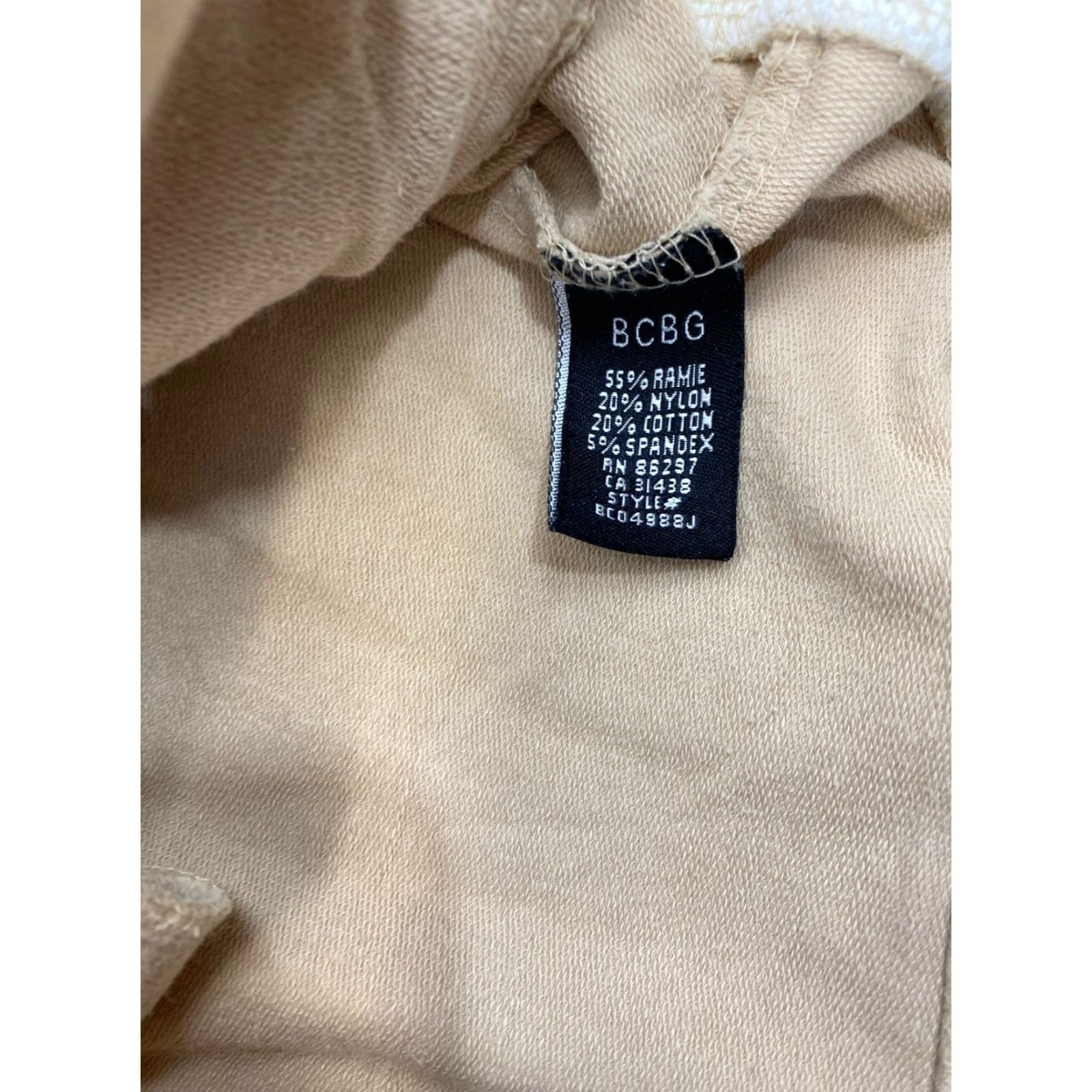 Bcbgmaxazria BCBG MAX AZRIA Jacket Women’s Medium Full Zip Bedazzled Logo Rhinestone Pockets Hooded Beige M Size M / US 6-8 / IT 42-44 - 5 Thumbnail