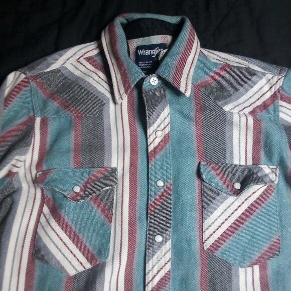 Wrangler Vintage Wrangler Striped Brushpopper Western Button Shirt Size US L / EU 52-54 / 3 - 1 Thumbnail