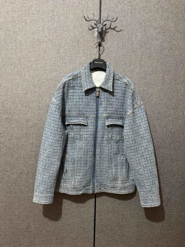 Givenchy Givenchy Blue Cotton Logo Embroidered Jacket 0089 Size US L / EU 52-54 / 3 - 1 Thumbnail