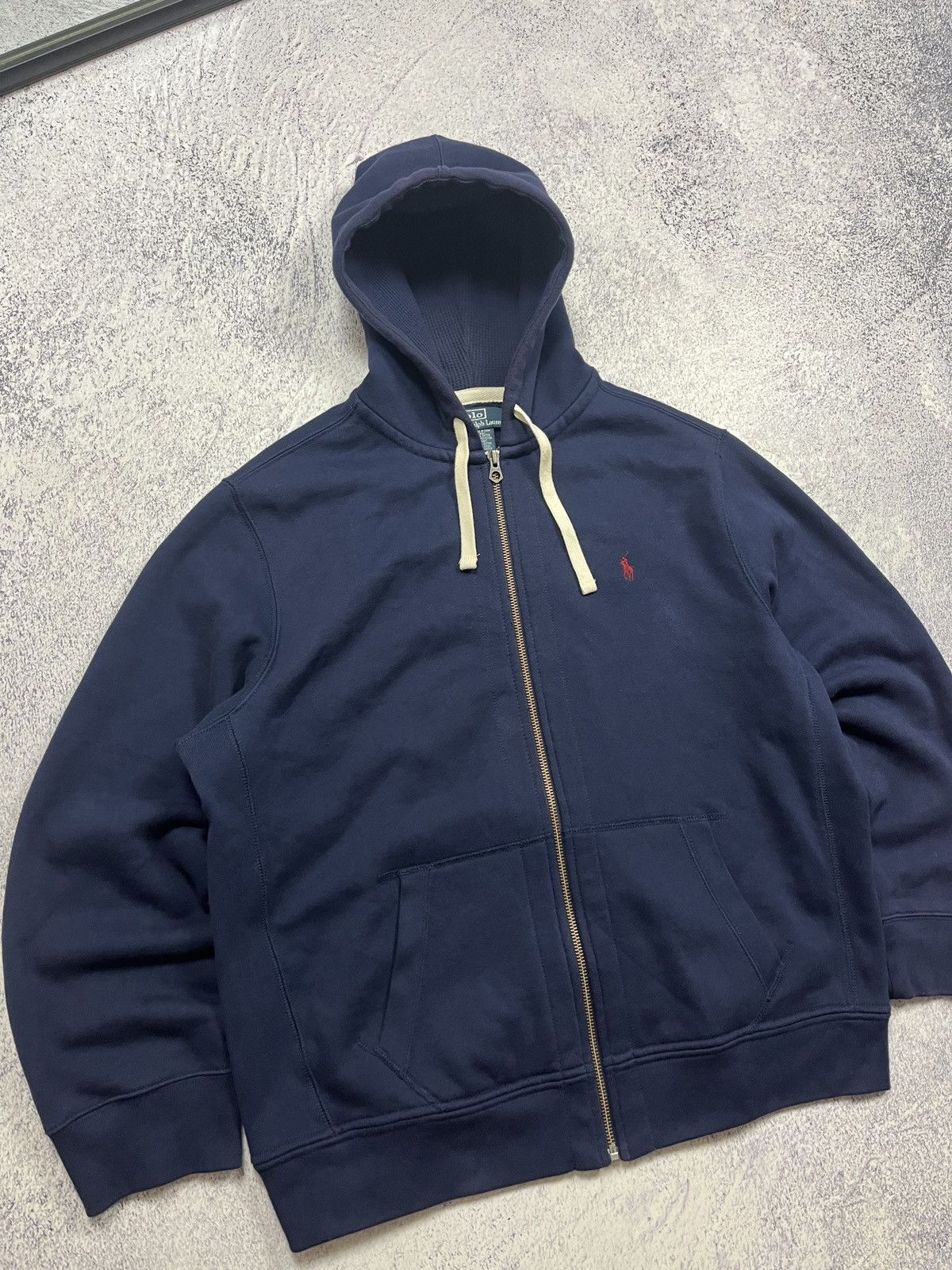 Polo Ralph Lauren × Vintage Polo Ralph Lauren Vintage Y2k Navy Red Pony Zip Hoodie Rare Size US XXL / EU 58 / 5 - 2 Thumbnail