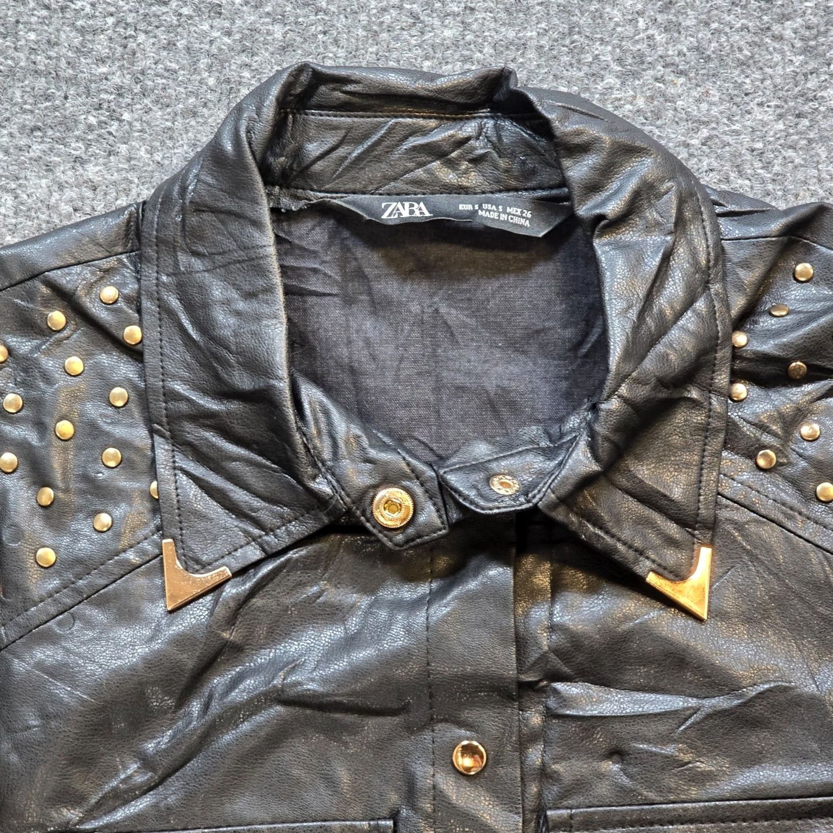 Zara Zara Dress Womens Small Black Vegan Leather Studded Western Biker Grunge Withcy Dress Short Fall Spring Summer Casual Party/Cocktail Travel Womens Size S / US 4 / IT 40 - 3 Thumbnail
